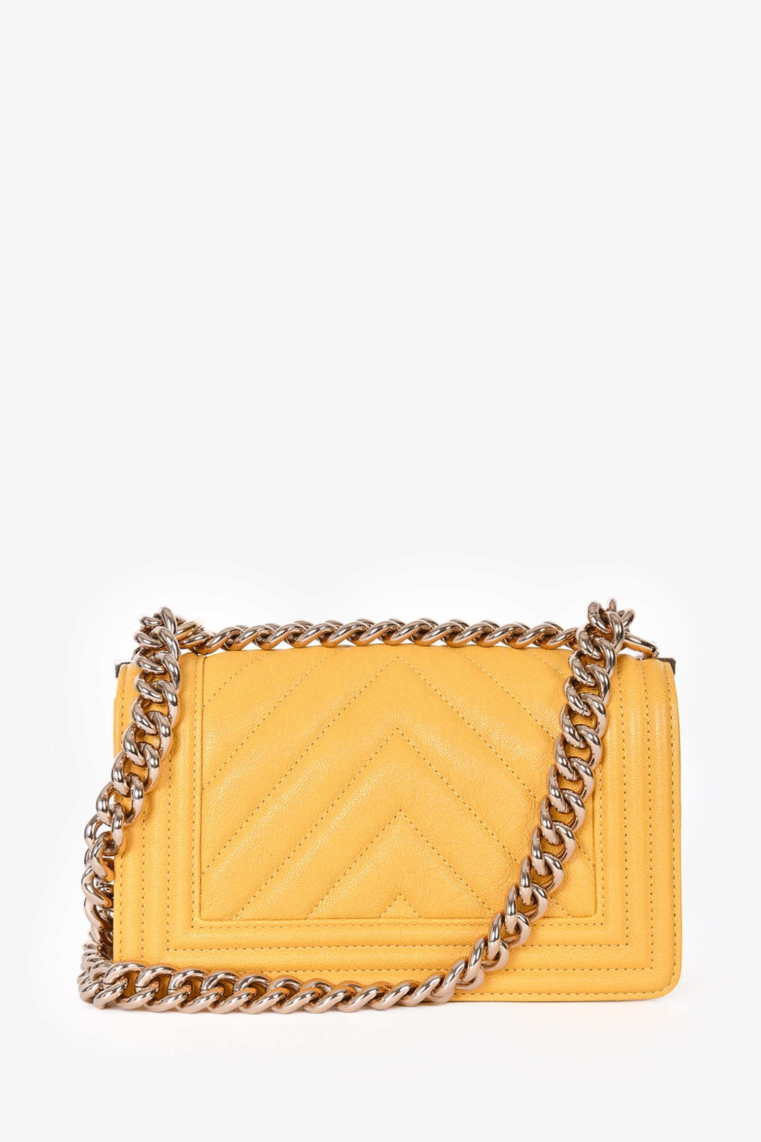 Chanel™ 2019/20 Yellow Caviar Leather Small Boy Bag
