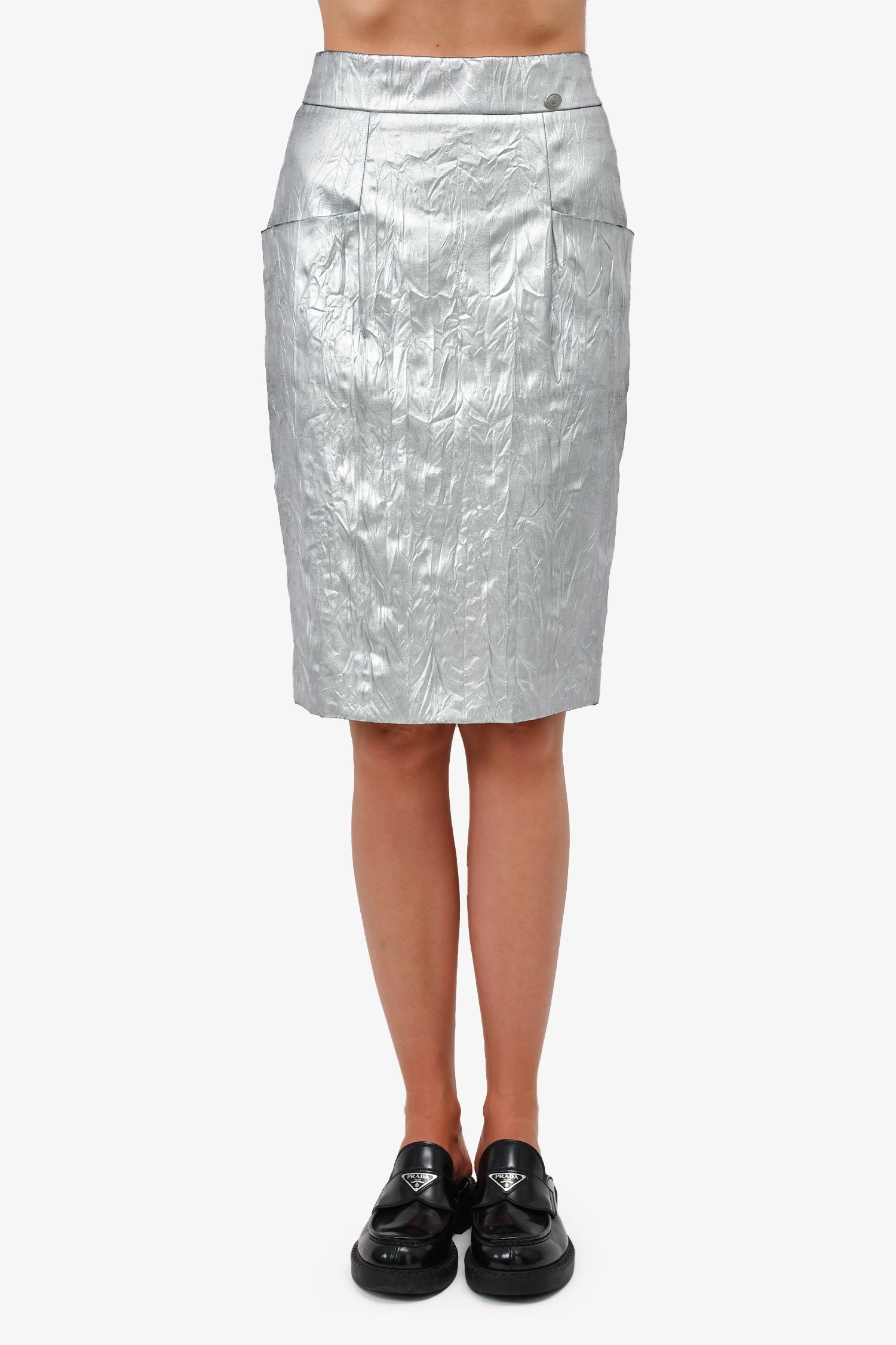 Chanel™ 2013 Silver Metallic Midi Skirt Size 38
