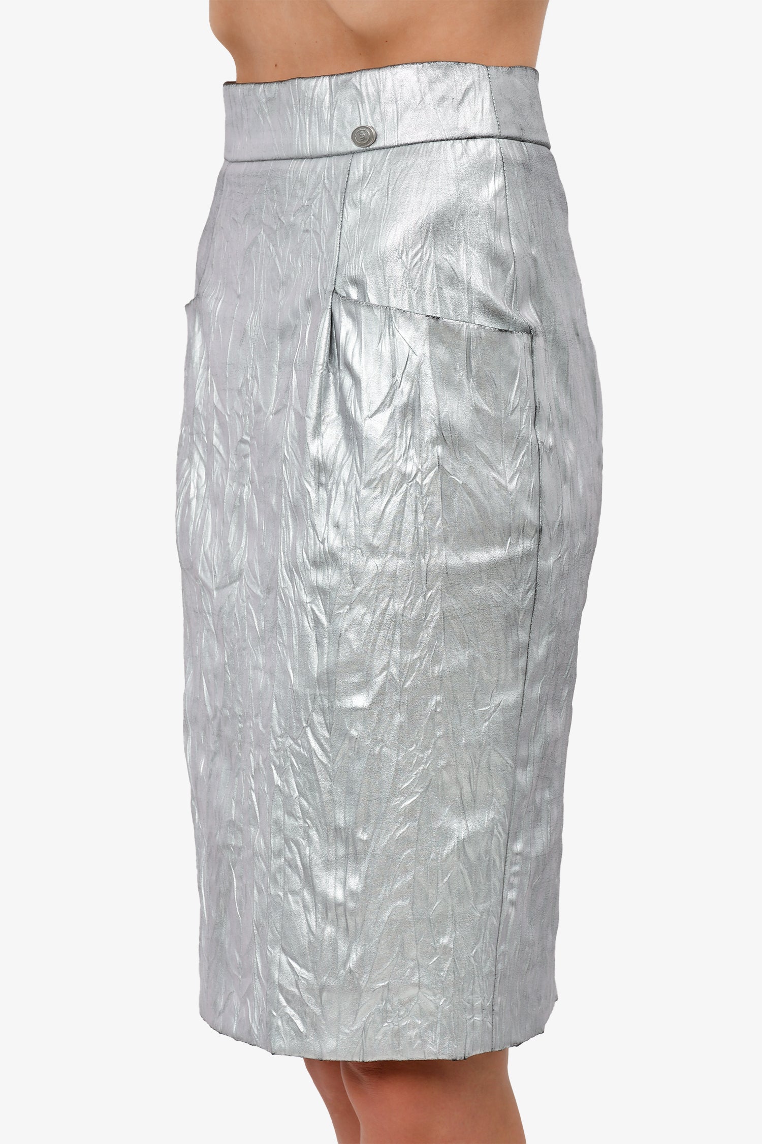 Chanel™ 2013 Silver Metallic Midi Skirt Size 38