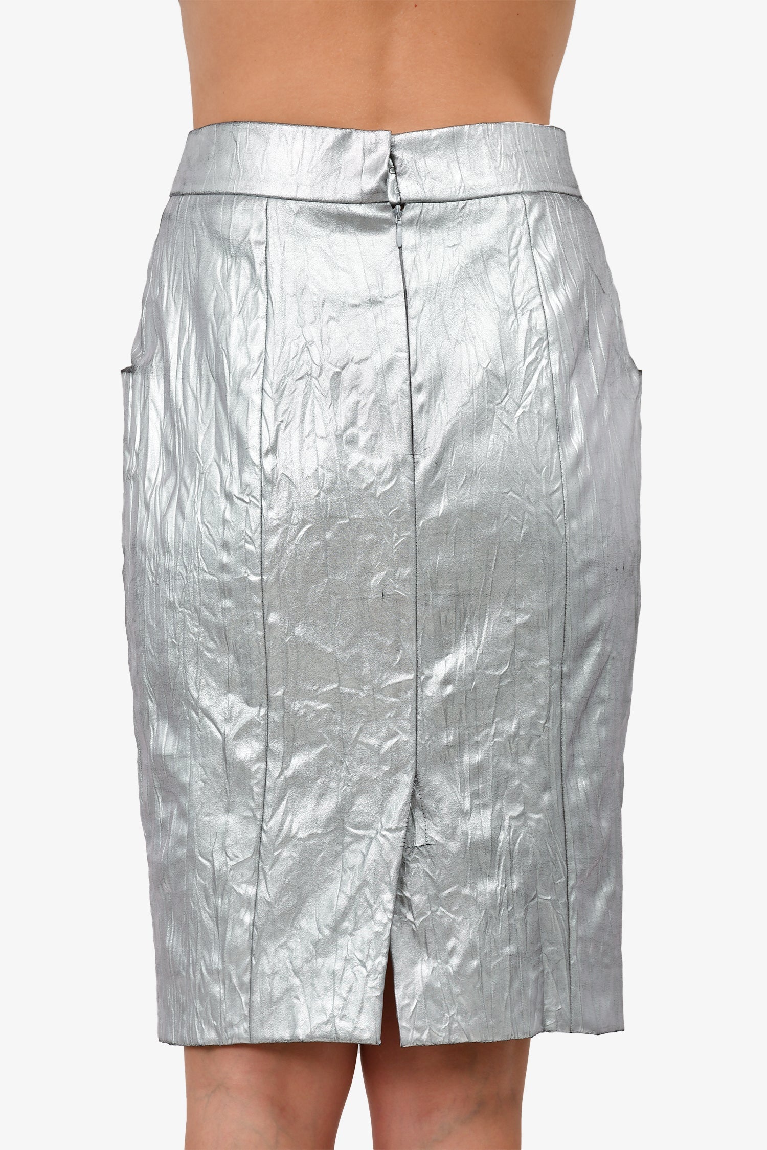 Chanel™ 2013 Silver Metallic Midi Skirt Size 38