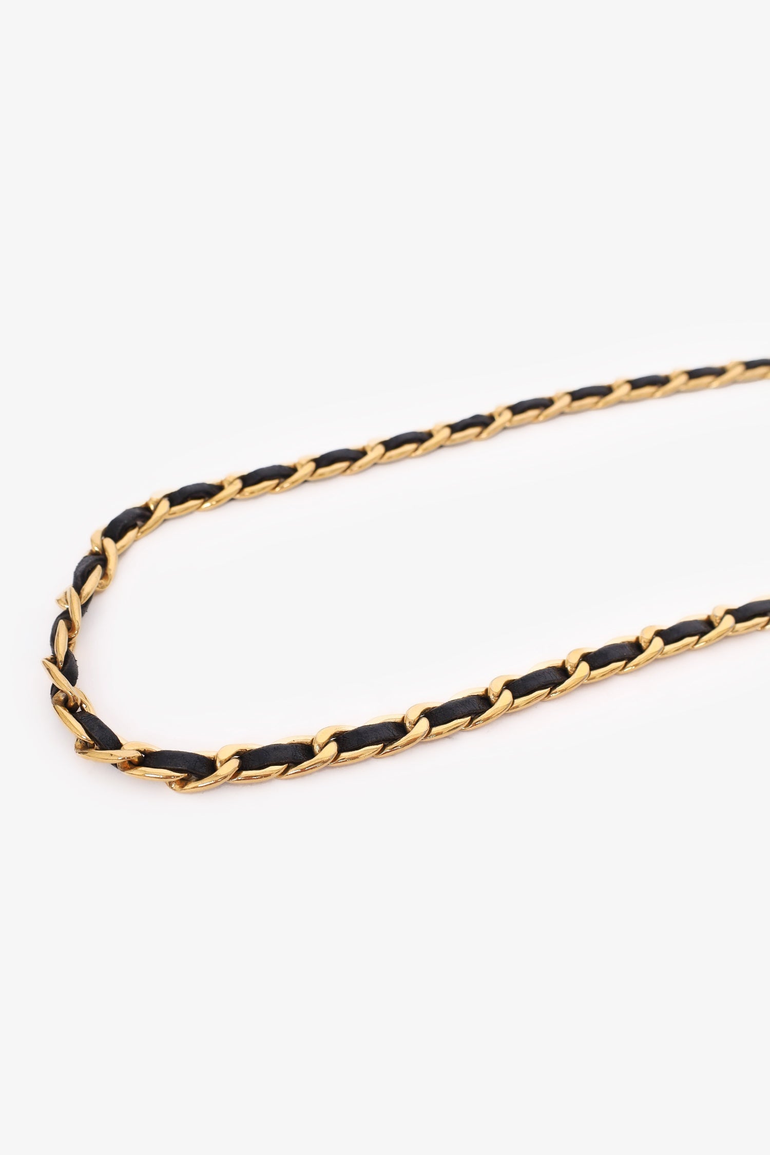 Chanel™ Gold Tone Black Leather Medallion Chain Belt