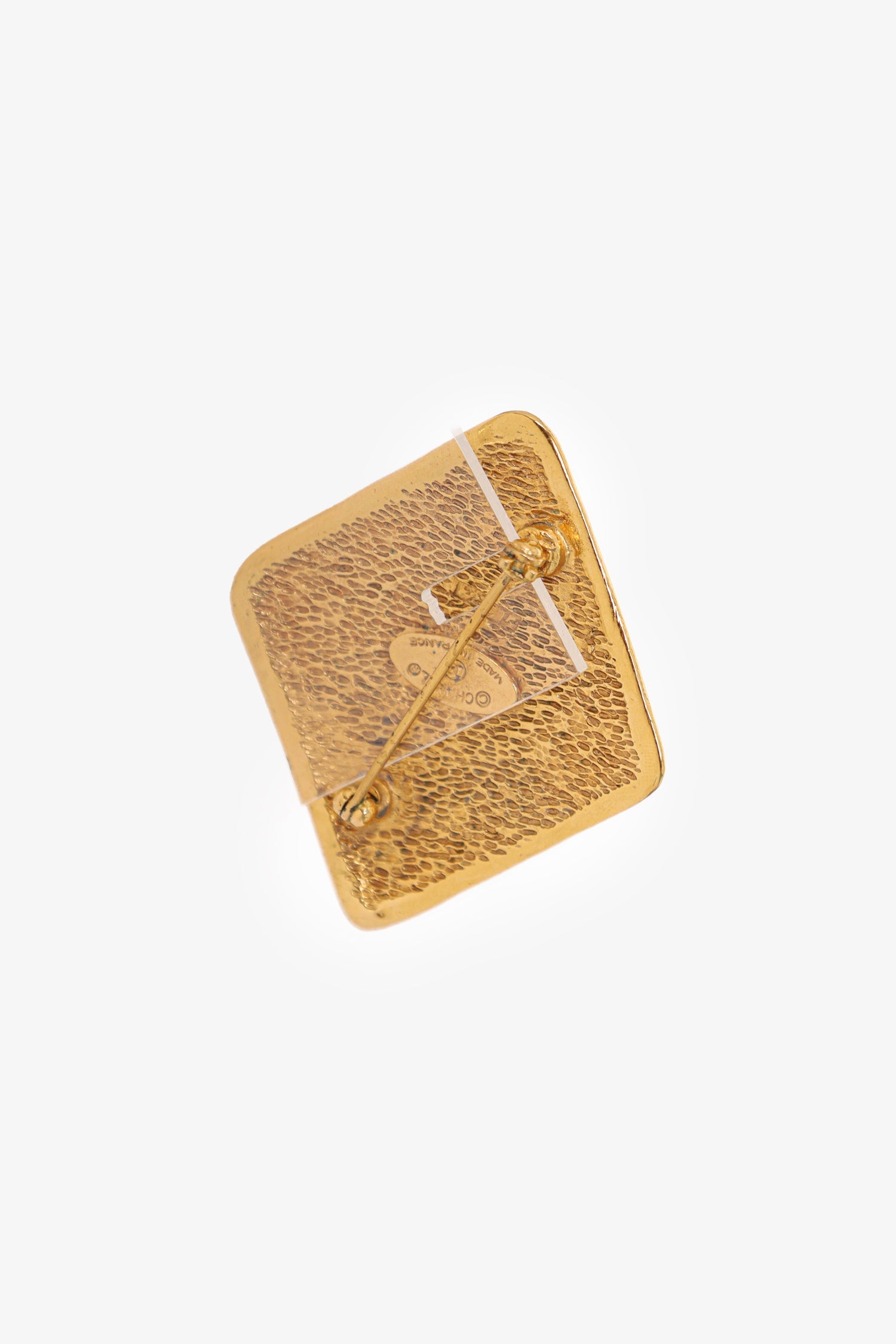 Chanel™ Gold Tone Diamond Frame CC Brooch