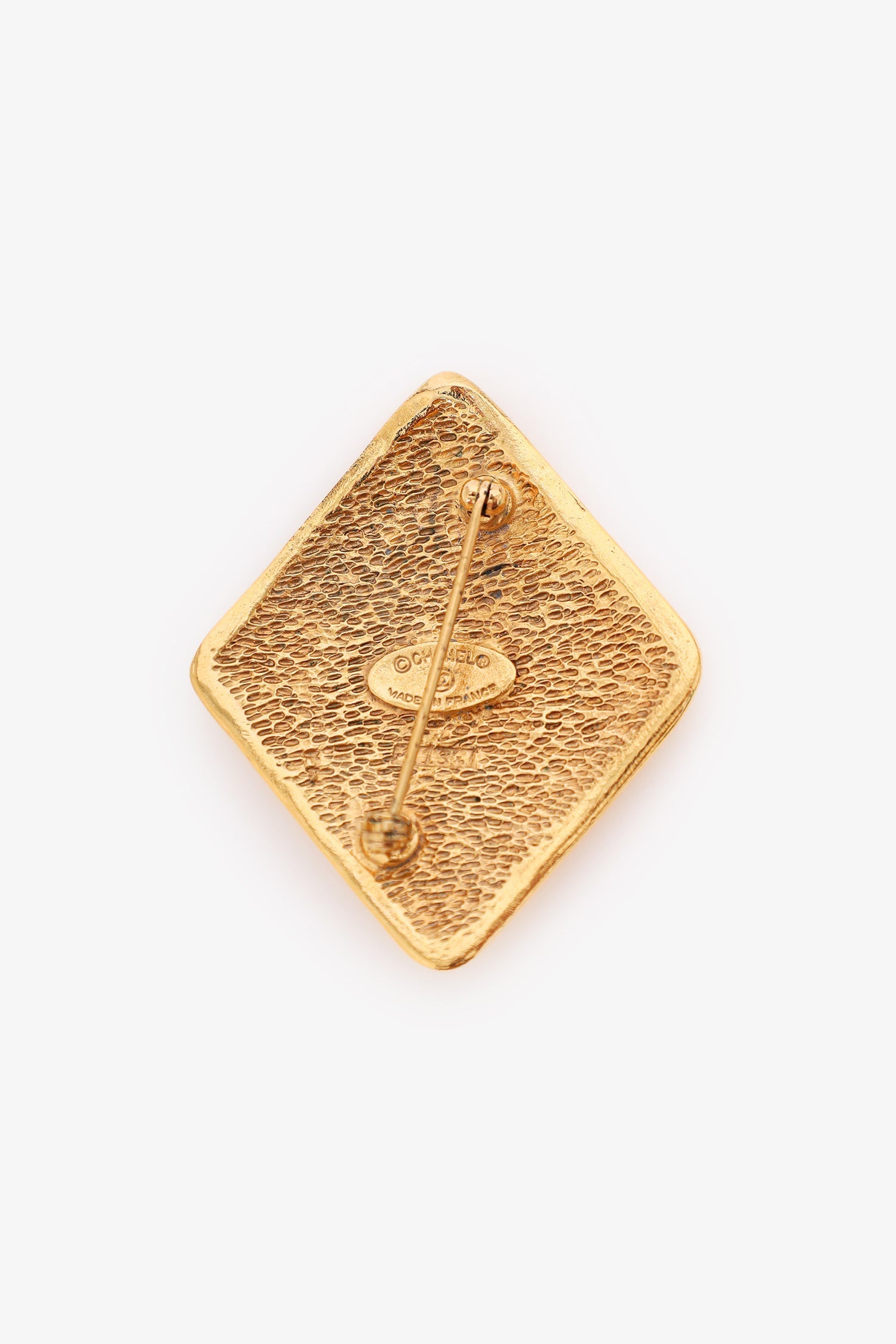 Chanel™ Gold Tone Diamond Frame CC Brooch