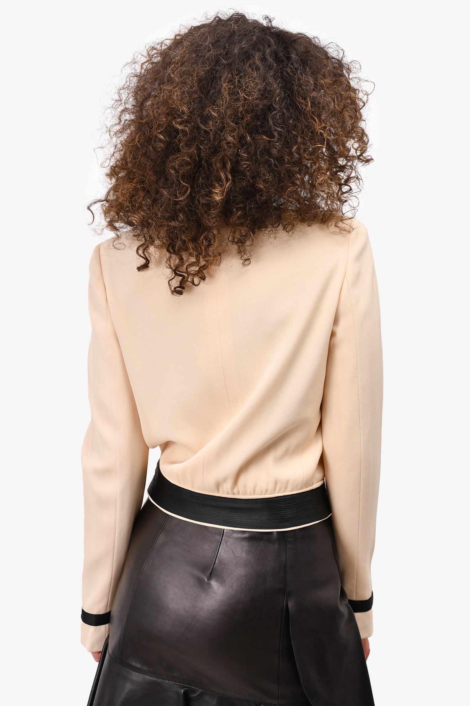 Chanel™ 2002 Beige/Black Wool Buttoned Jacket Size 38