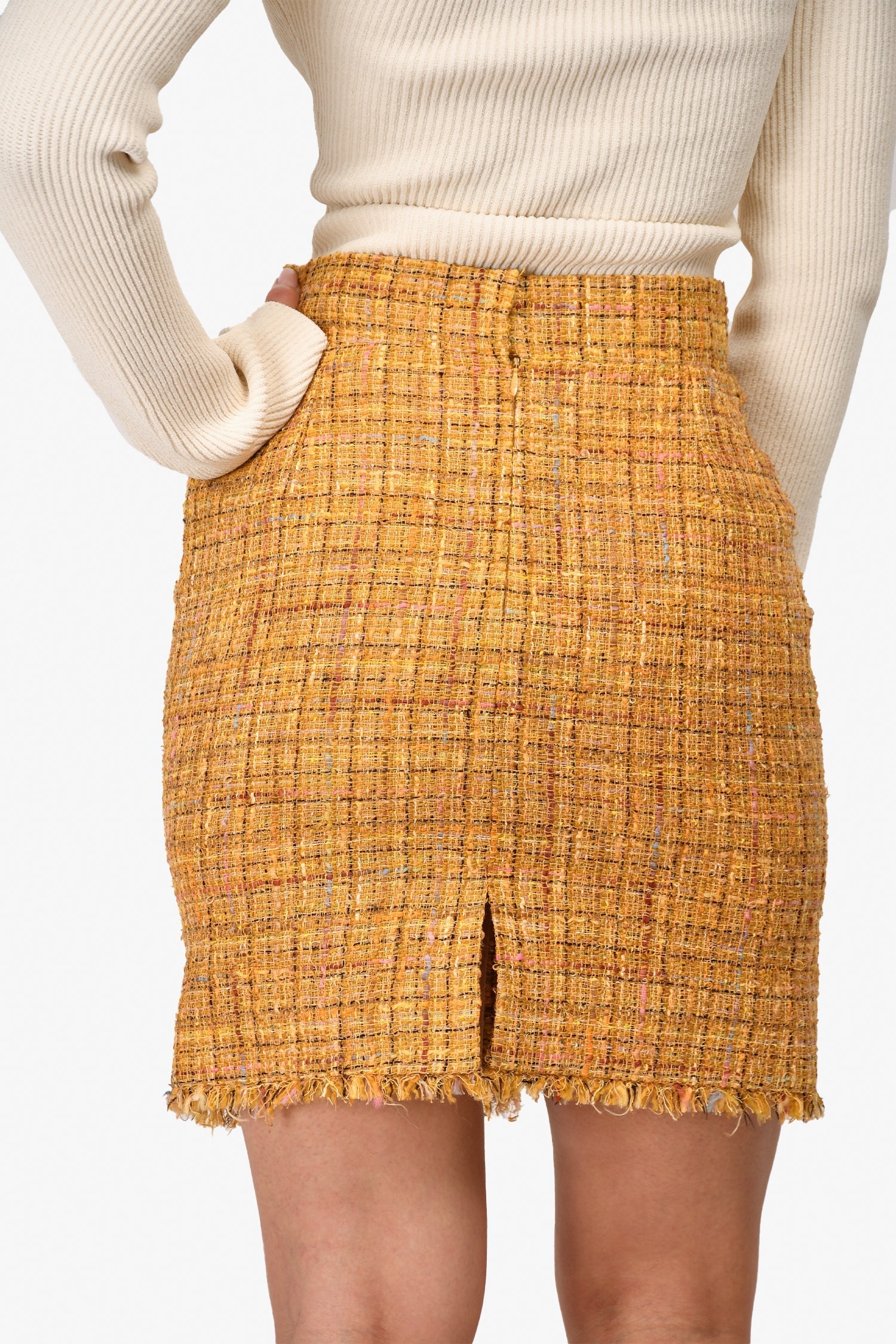 Chanel™ Yellow/Multicolour Tweed Skirt Size 38