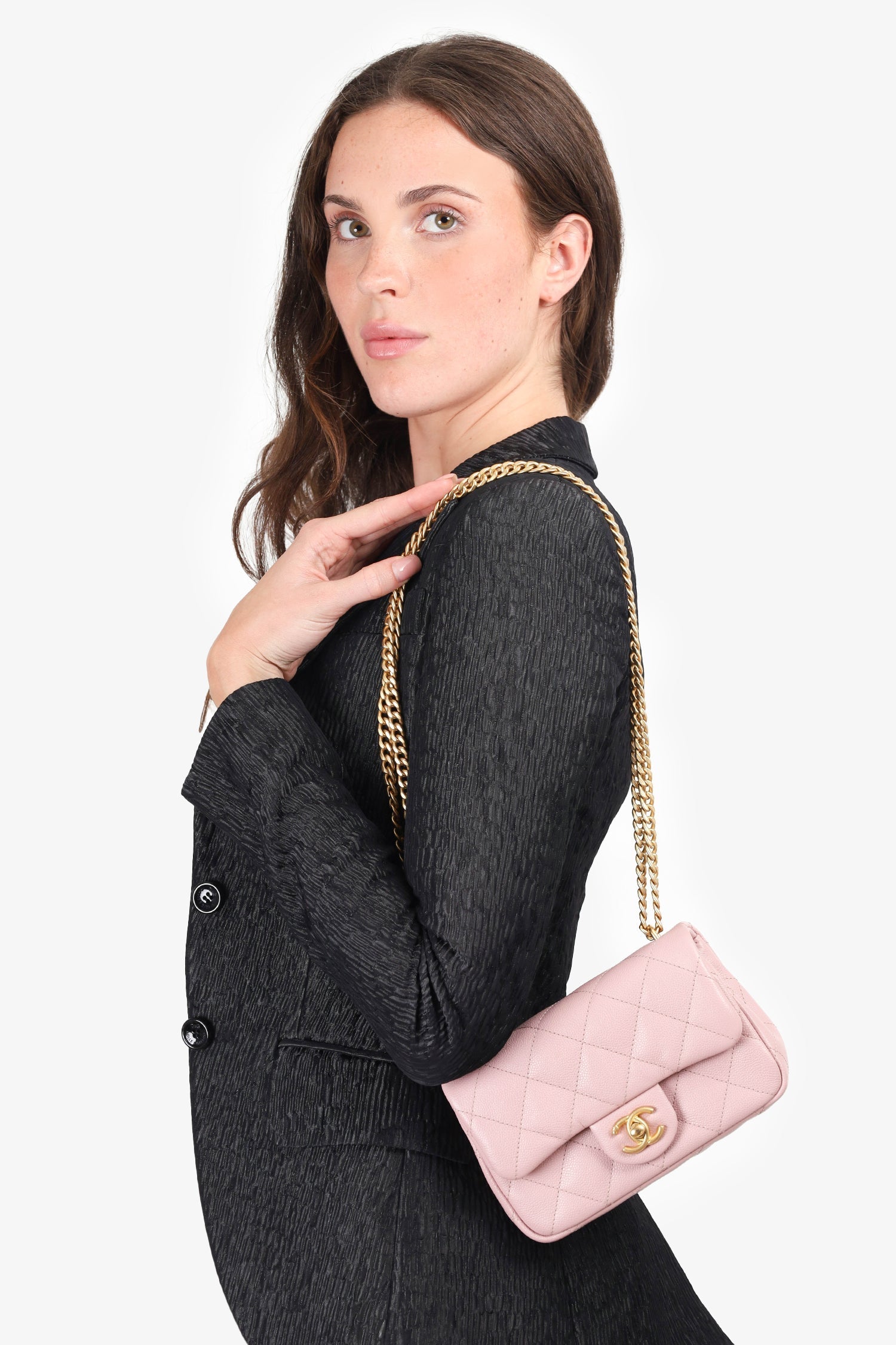 ™ Chanel 2023 Pink Caviar Mini Sweetheart Crush Flap Bag