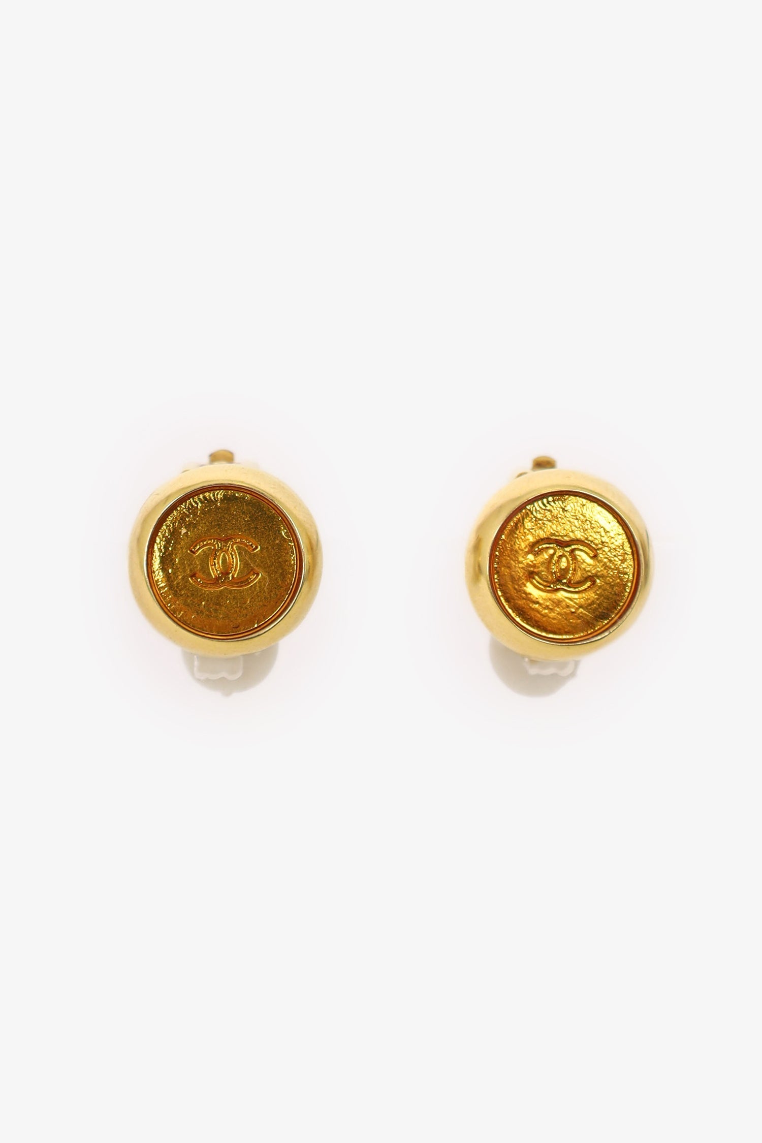 Chanel™ Gold Tone Mini CC Button Earrings