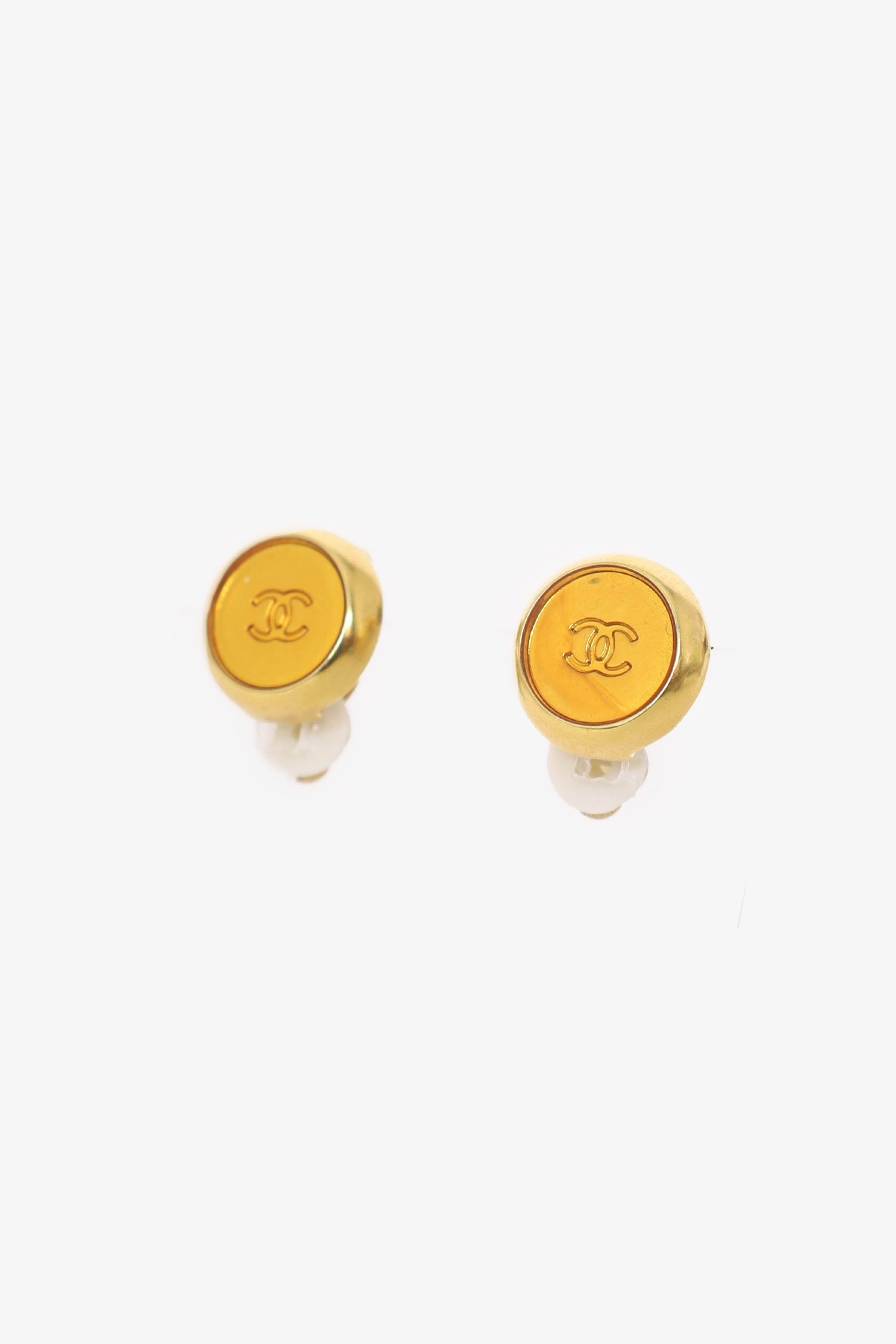 Chanel™ Gold Tone Mini CC Button Earrings