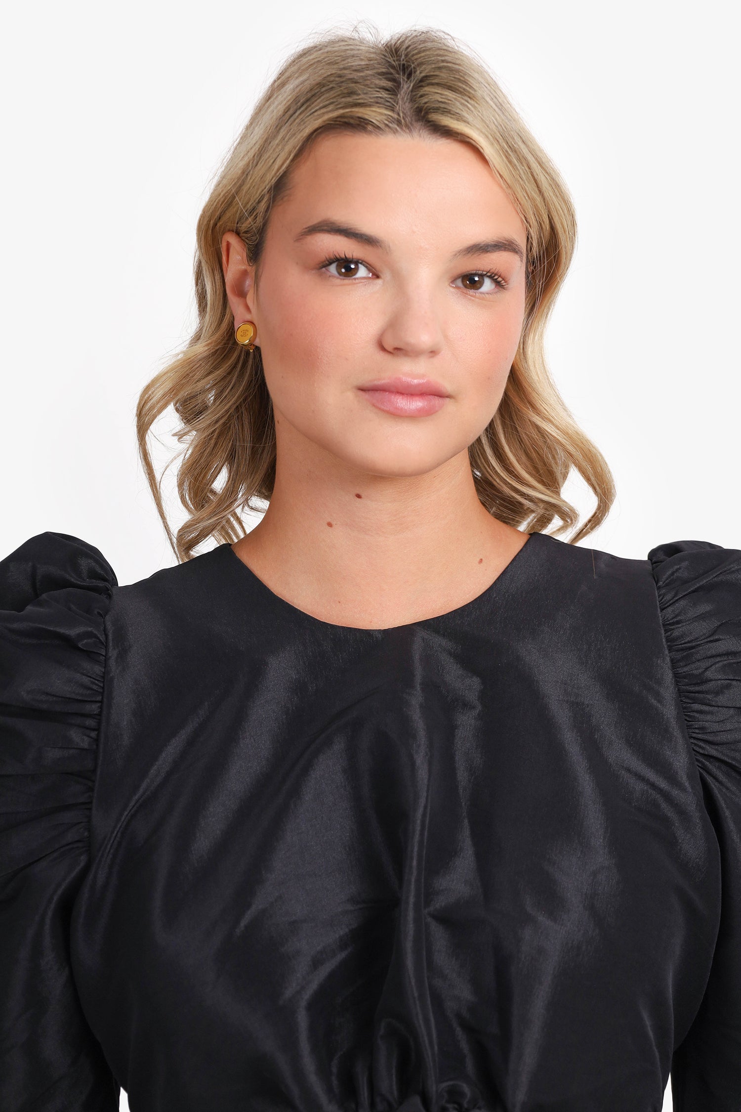 Chanel™ Gold Tone Mini CC Button Earrings