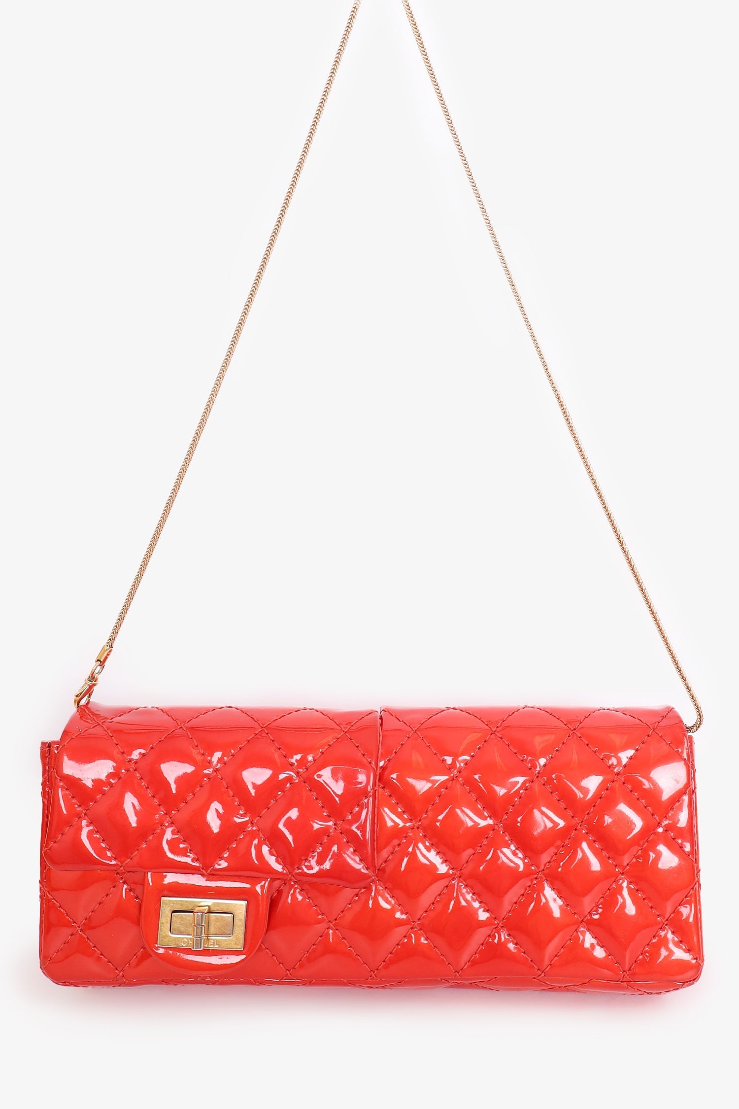 Chanel™ 2008-09 Red Patent Leather Double Sided Reissue Baguette Bag