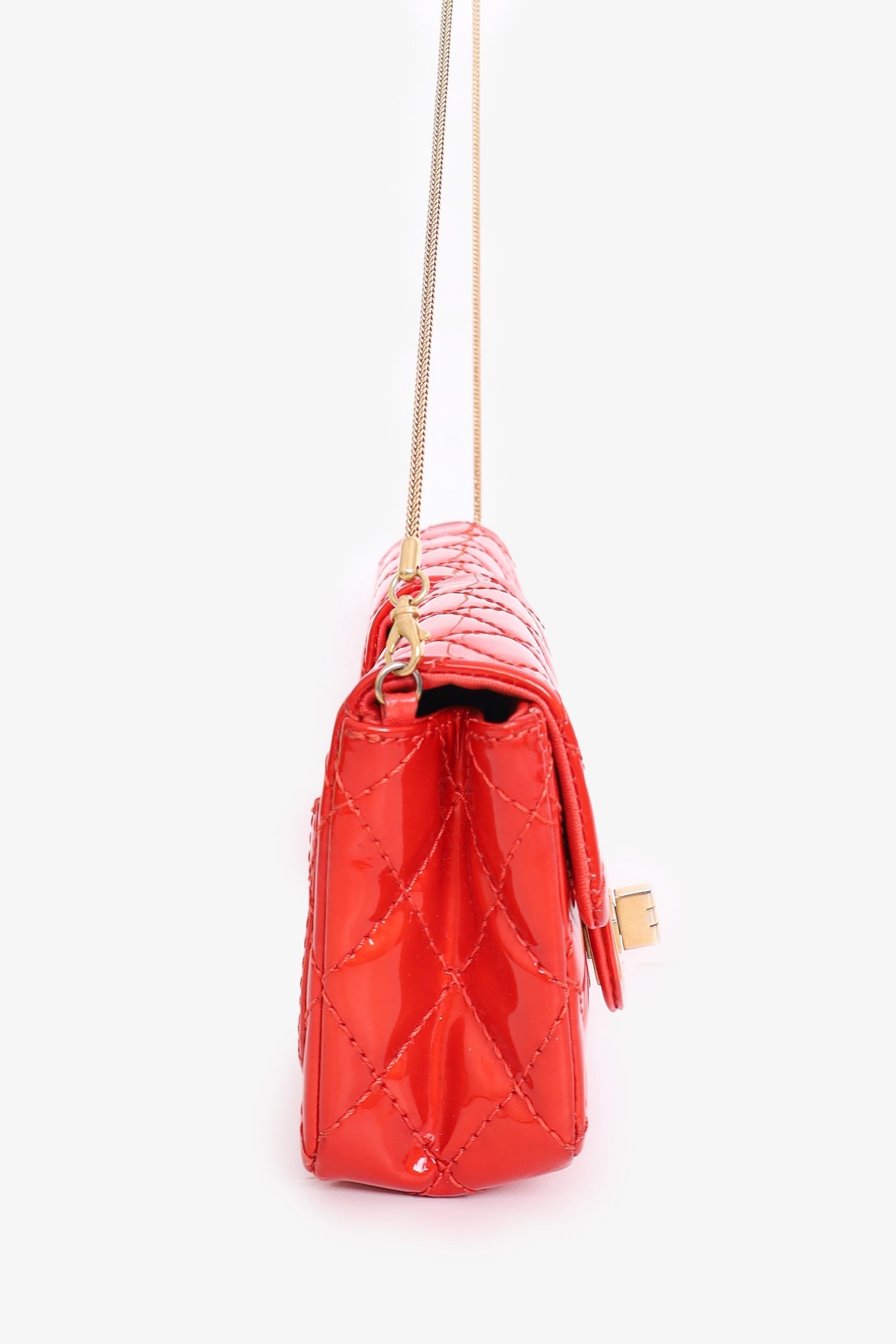 Chanel™ 2008-09 Red Patent Leather Double Sided Reissue Baguette Bag