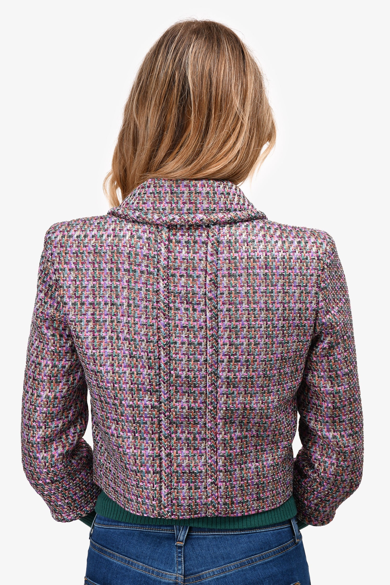 Chanel™ Purple/Multicolour Woven 'Paris Salzburg' Cropped Jacket Size 38