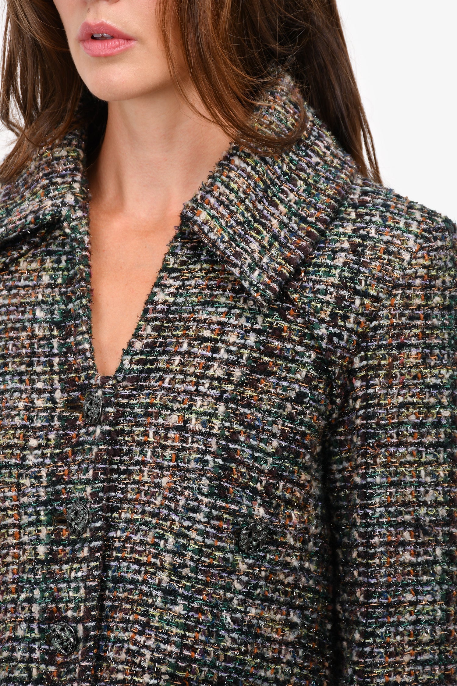 Chanel™ Brown/Green Metallic Fantasy Tweed Boxy Jacket Size 36