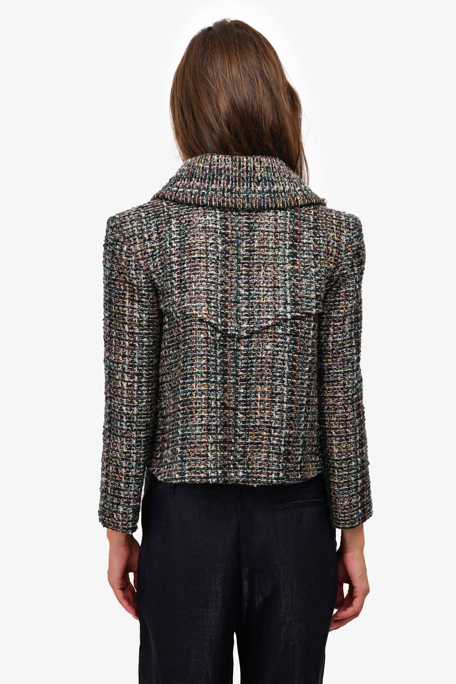 Chanel™ Brown/Green Metallic Fantasy Tweed Boxy Jacket Size 36