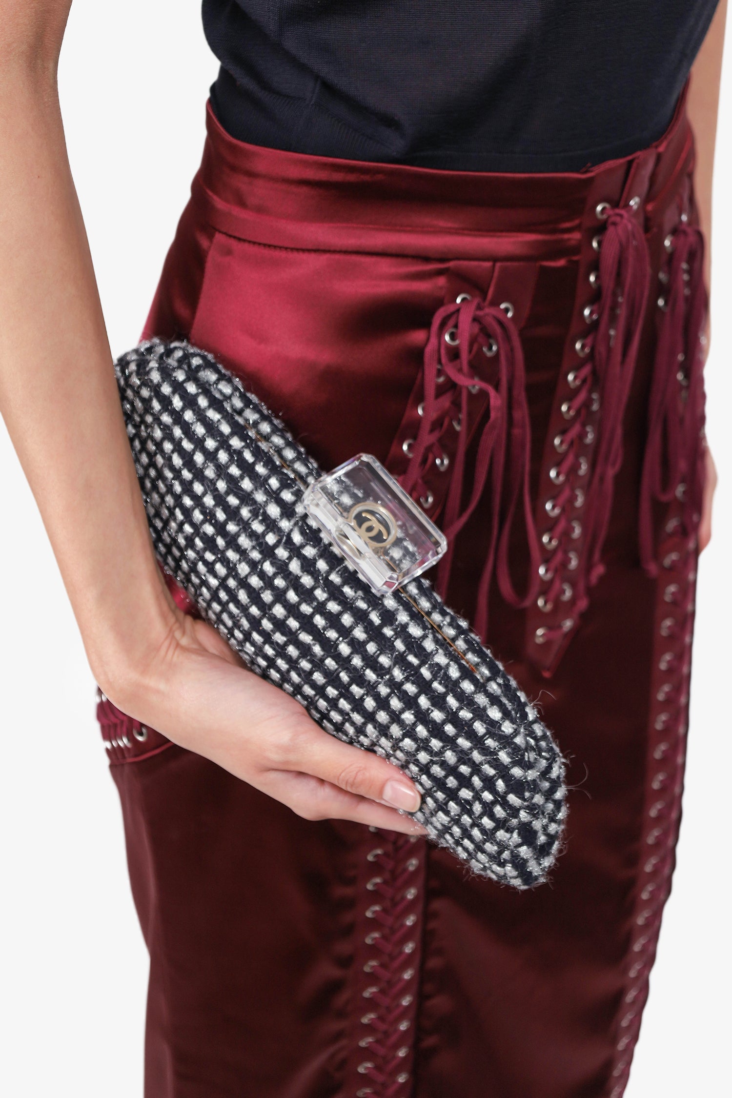 Chanel™ 2002/03 Black/Silver Tweed Clutch