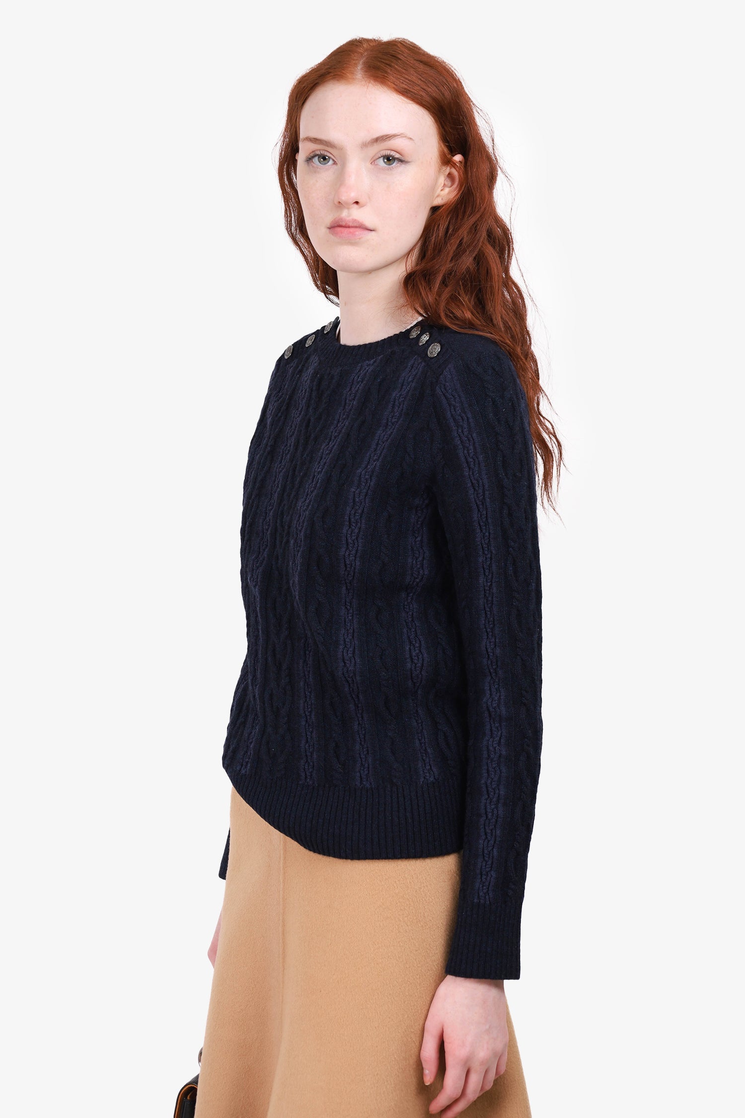 Chanel™ Navy/Black Cashmere Sweater Size 36