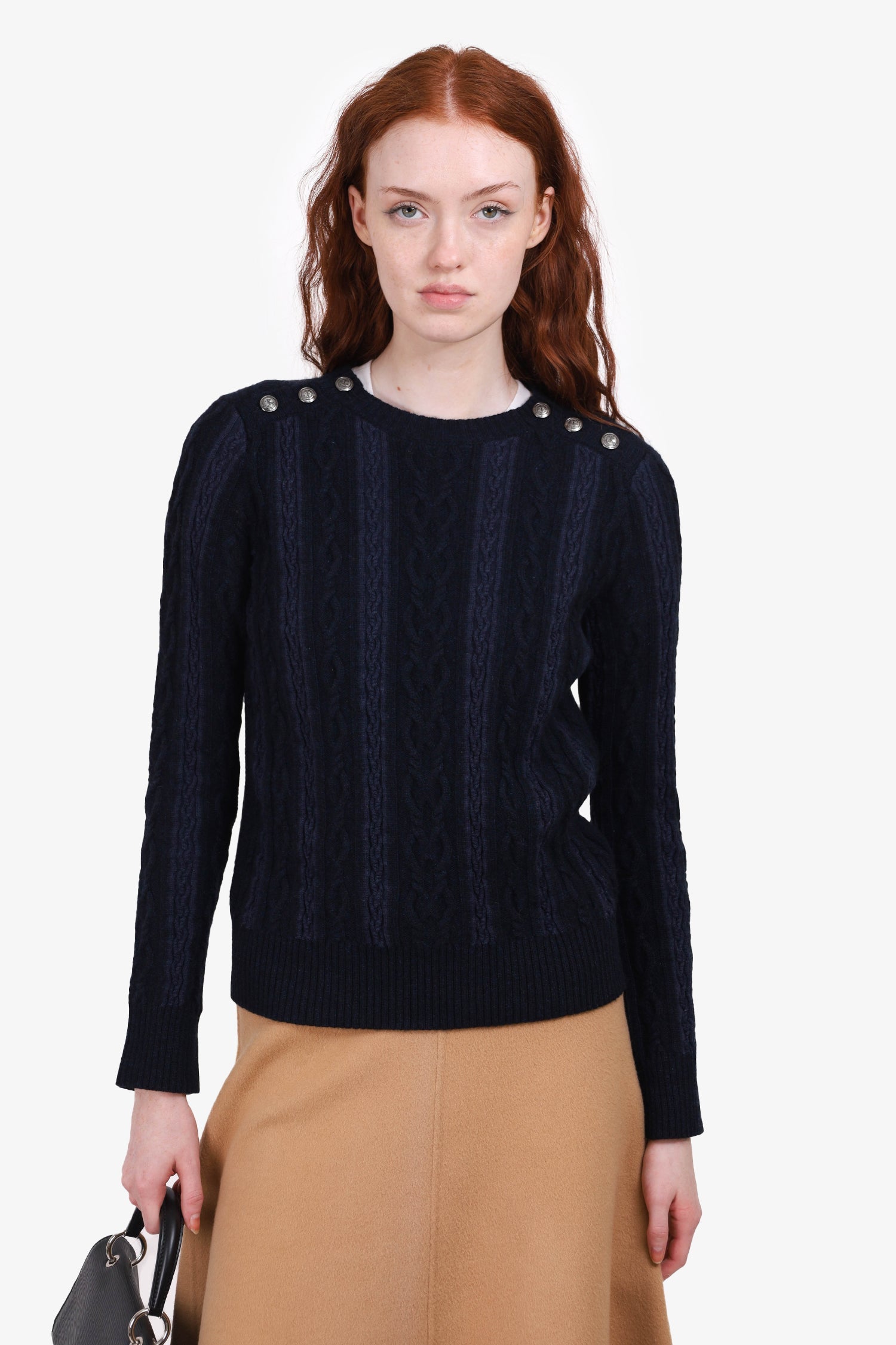 Chanel™ Navy/Black Cashmere Sweater Size 36