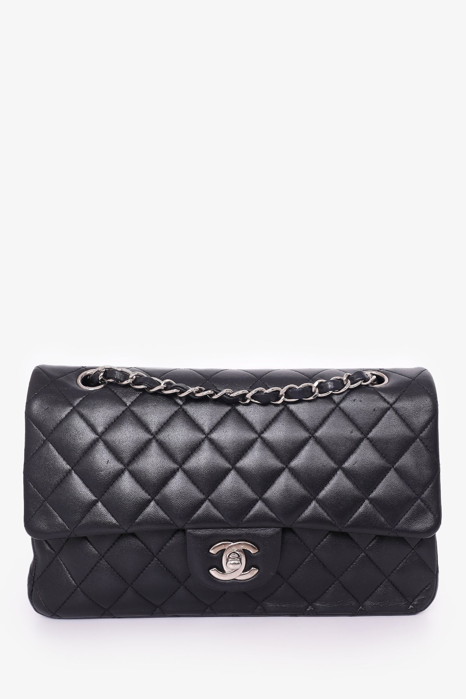 Chanel™ 2009-10 Black Lambskin Quilted Medium Double Flap