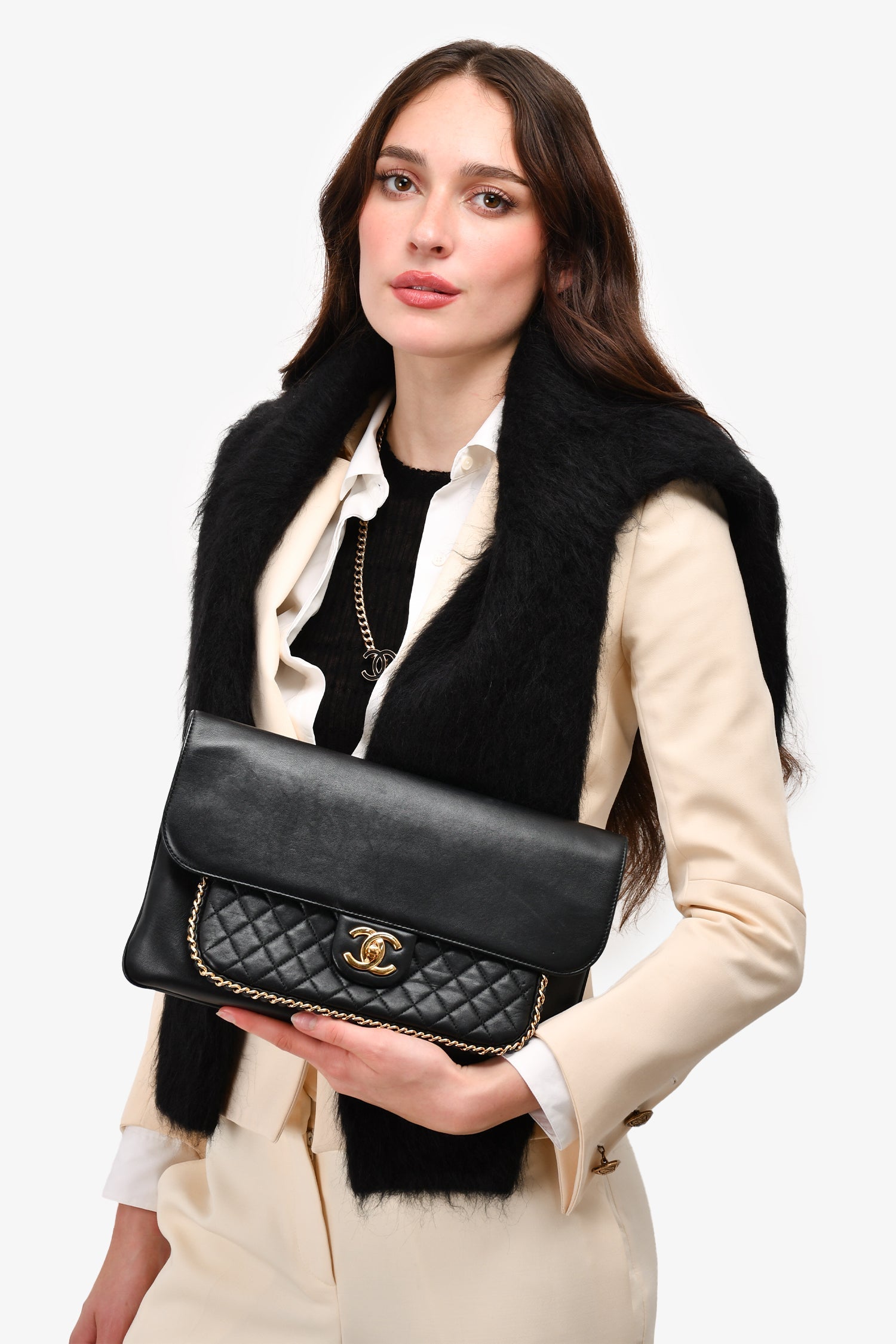 Chanel™ 2017/18 Black Lambskin 'Unchained' CC Clutch