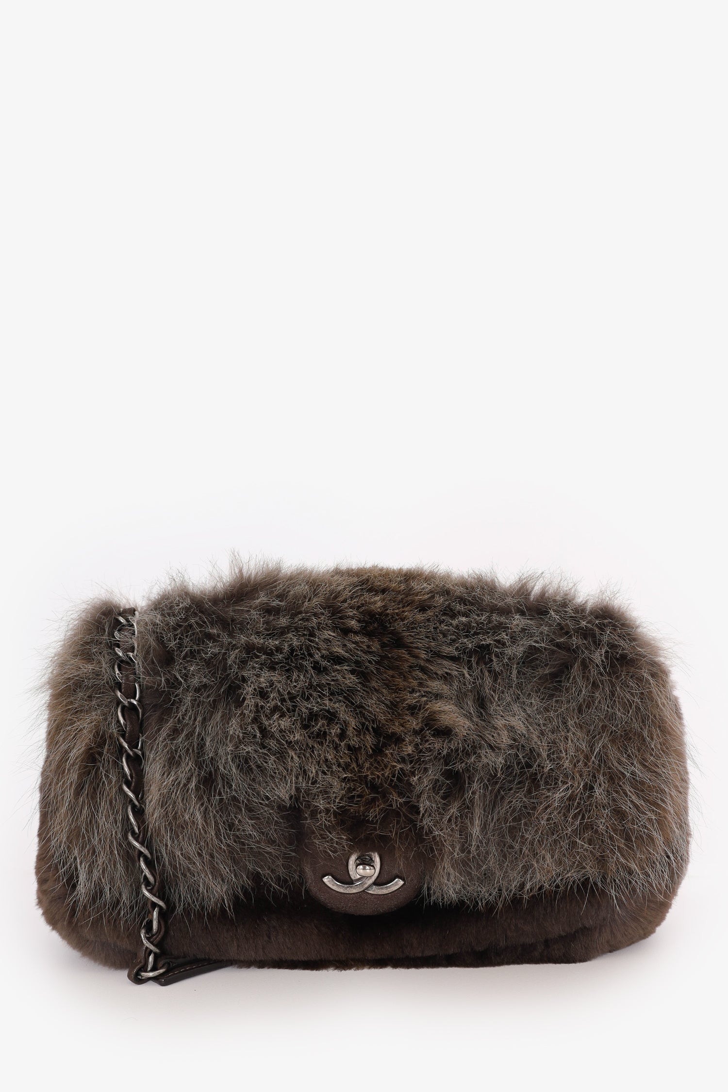 Chanel™ 2013-14 Brown Fur CC Flap Bag