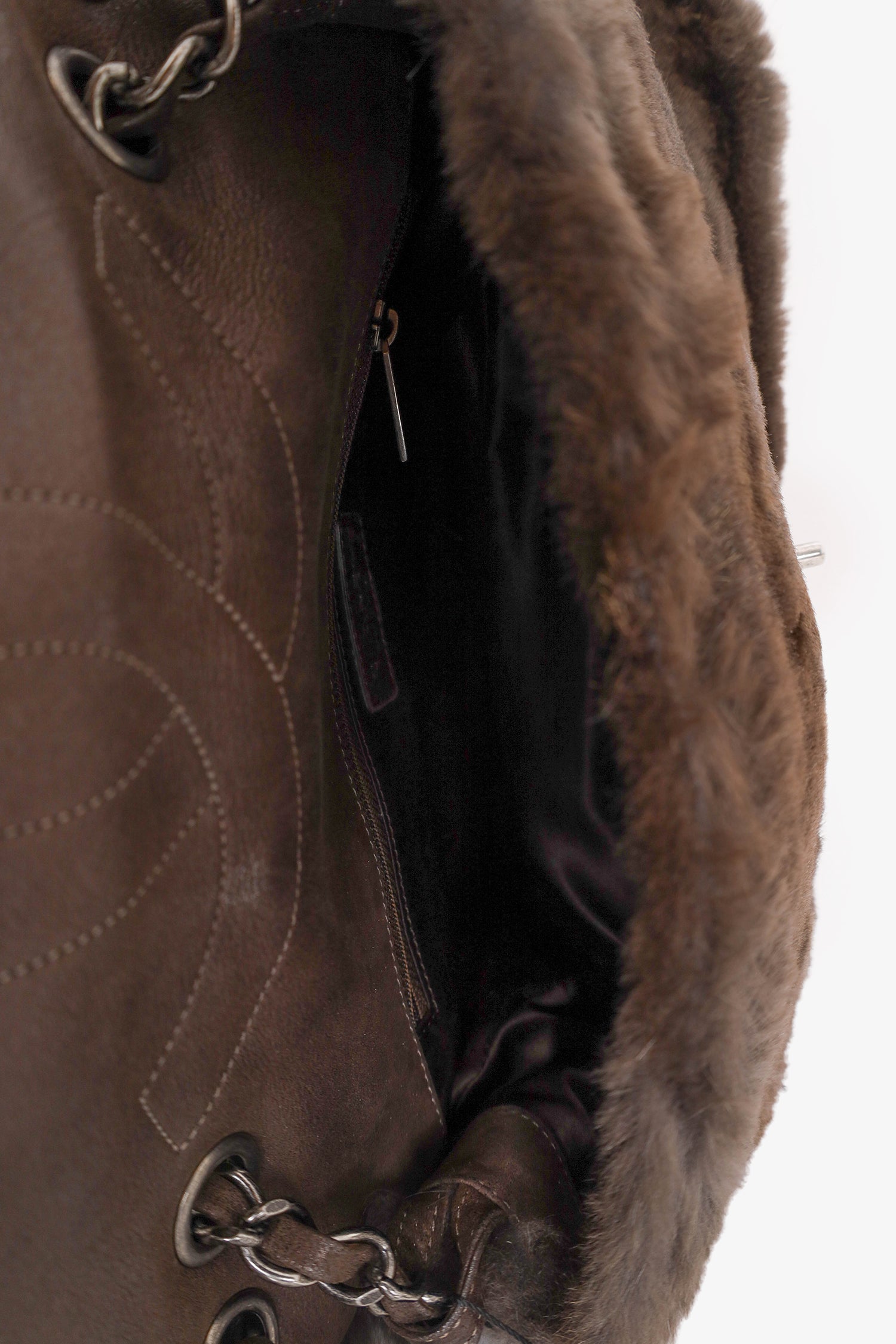 Chanel™ 2013-14 Brown Fur CC Flap Bag
