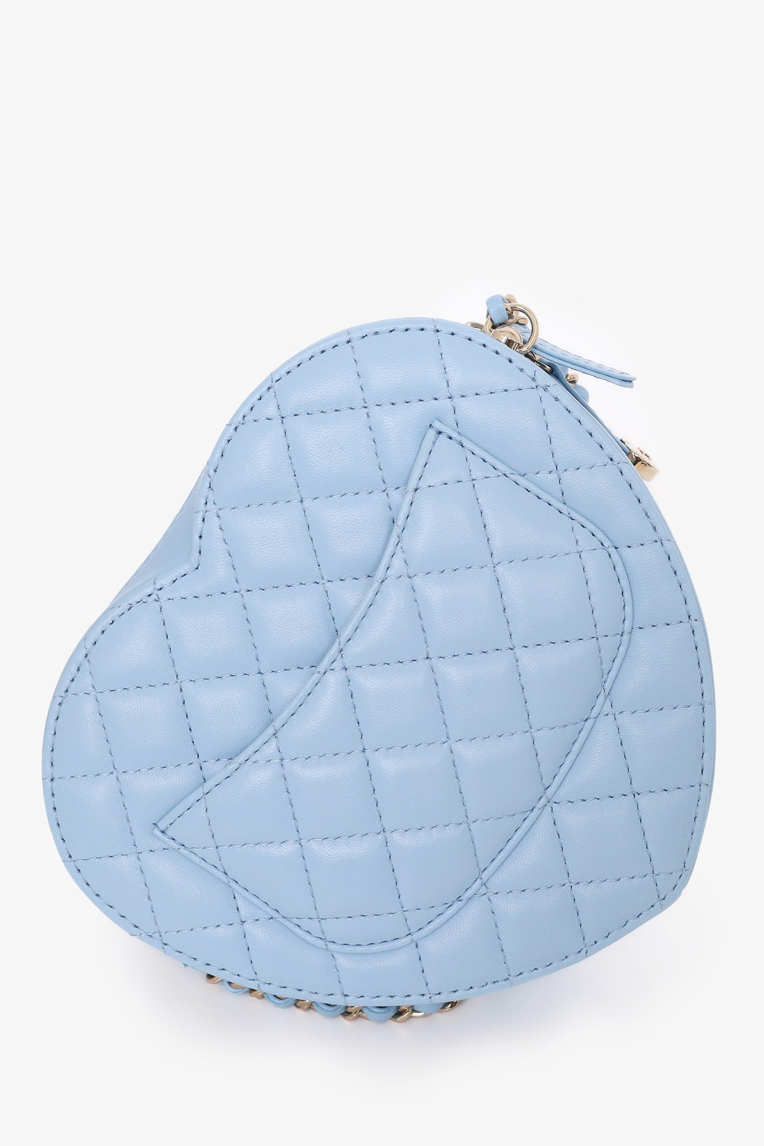 Chanel™ 22s Baby Blue Quilted Lambskin CC in Love Large Heart Bag