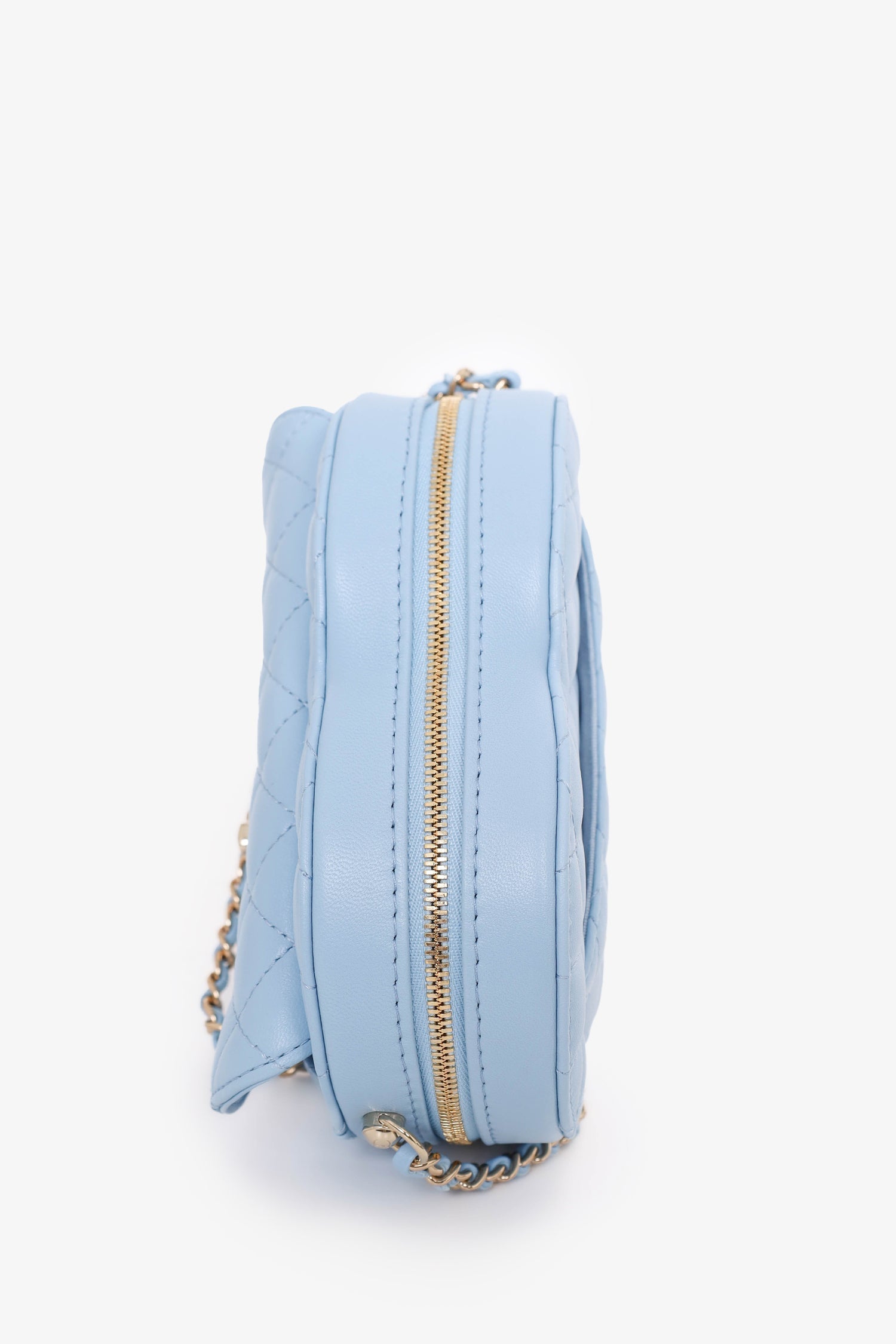 Chanel™ 22s Baby Blue Quilted Lambskin CC in Love Large Heart Bag