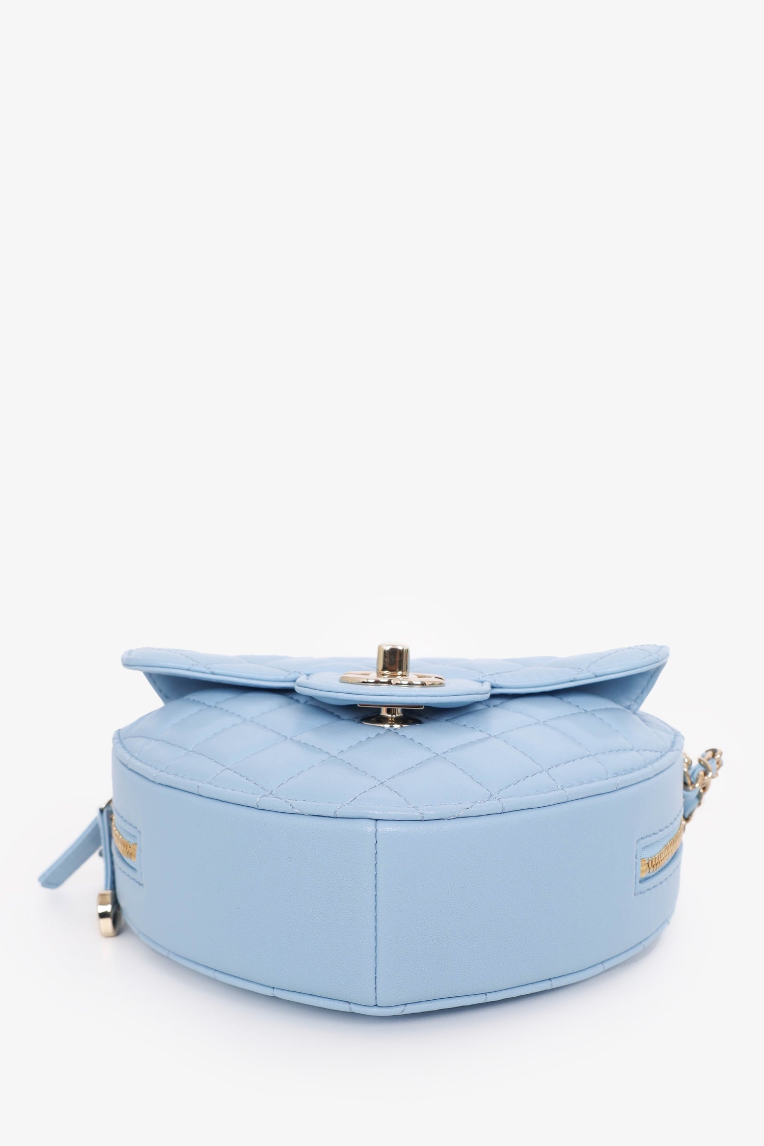 Chanel™ 22s Baby Blue Quilted Lambskin CC in Love Large Heart Bag