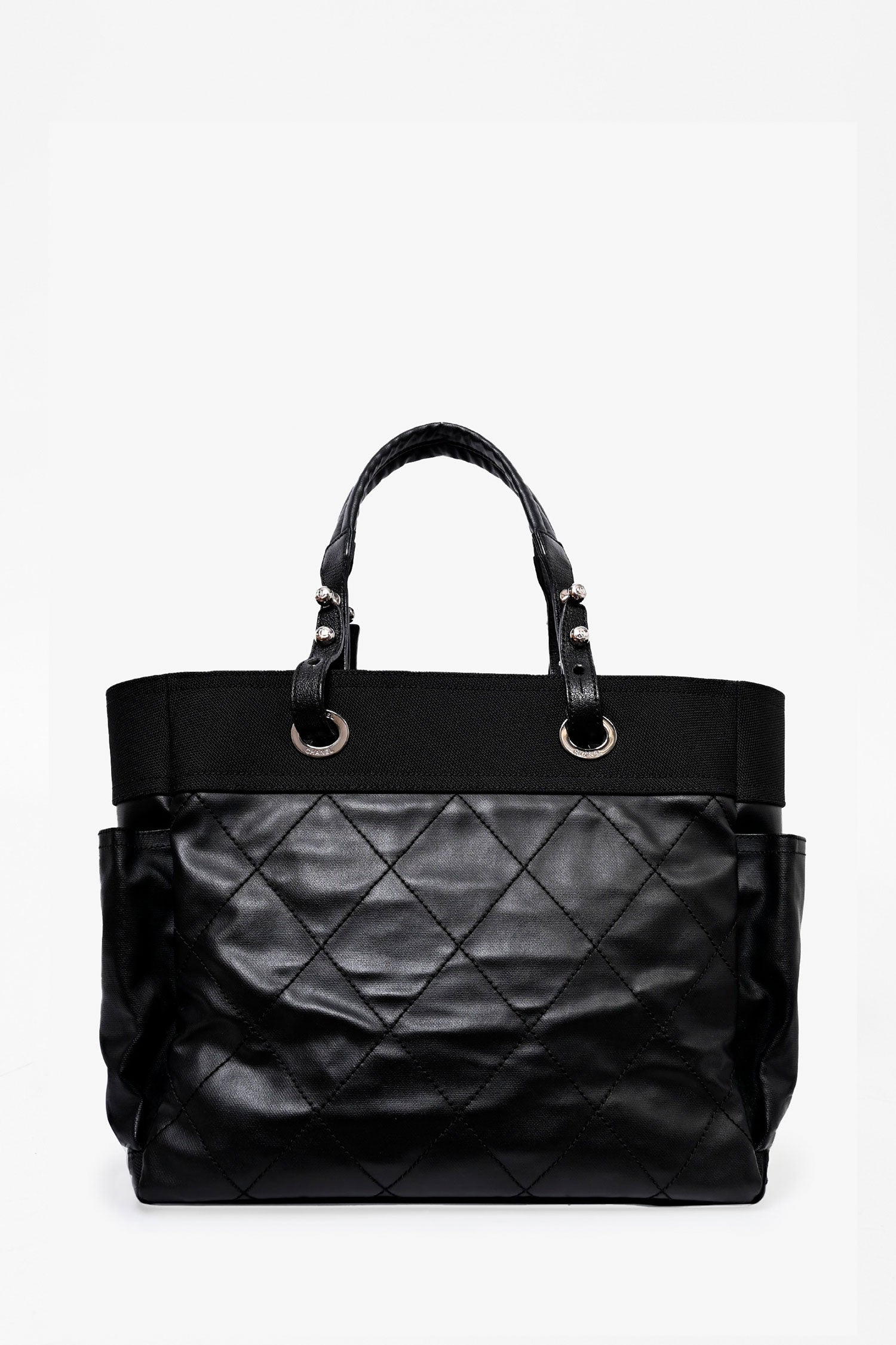 Chanel™ 2012 Black Leather/Canvas 'Paris Biarritz' Tote Bag
