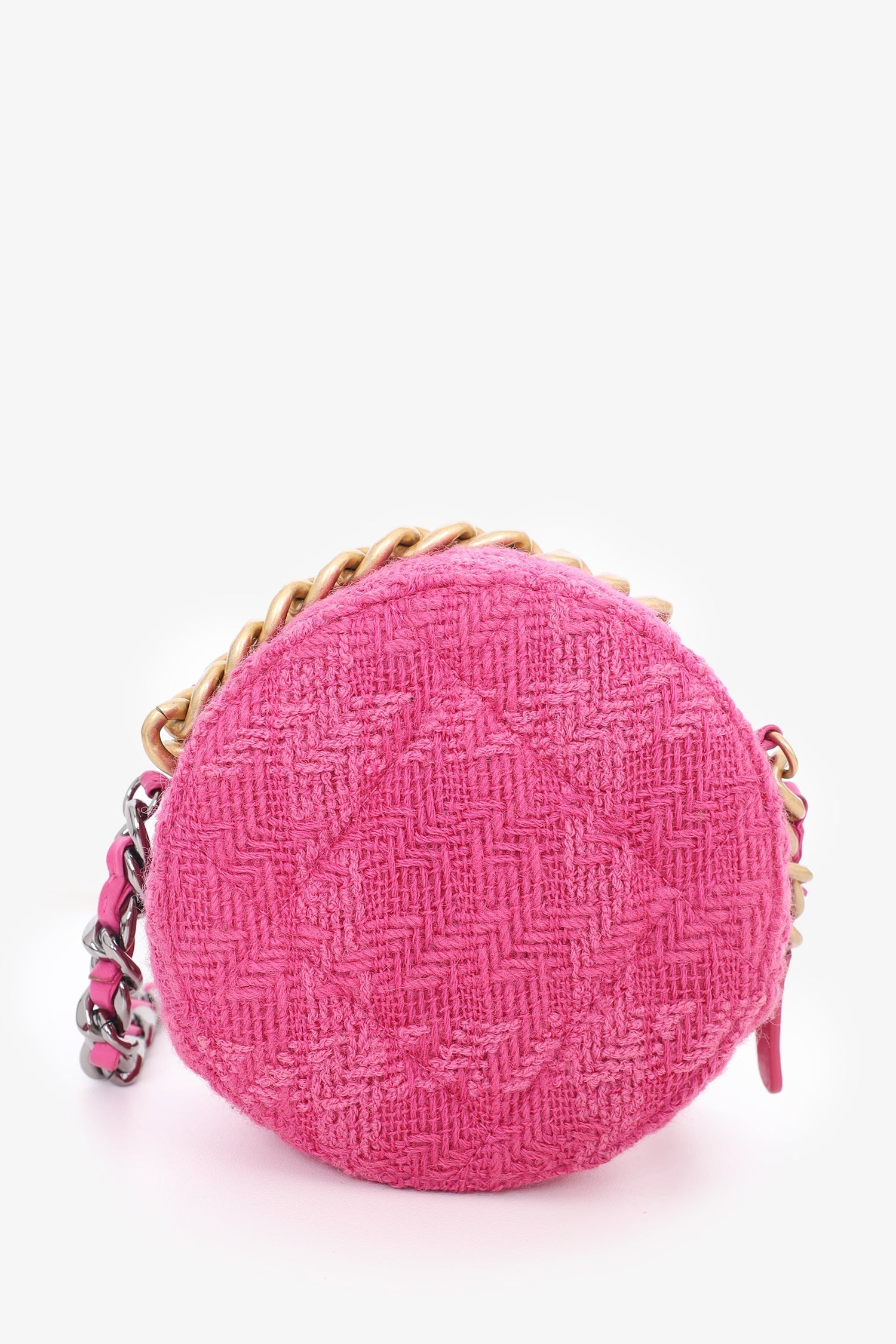 Chanel™ 2019-20 Fuchsia Tweed 19 Round Clutch with Coin Purse