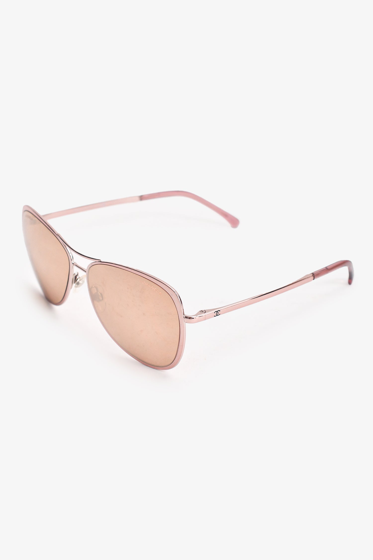 Chanel™ Rose Gold Mirrored Aviator Sunglasses