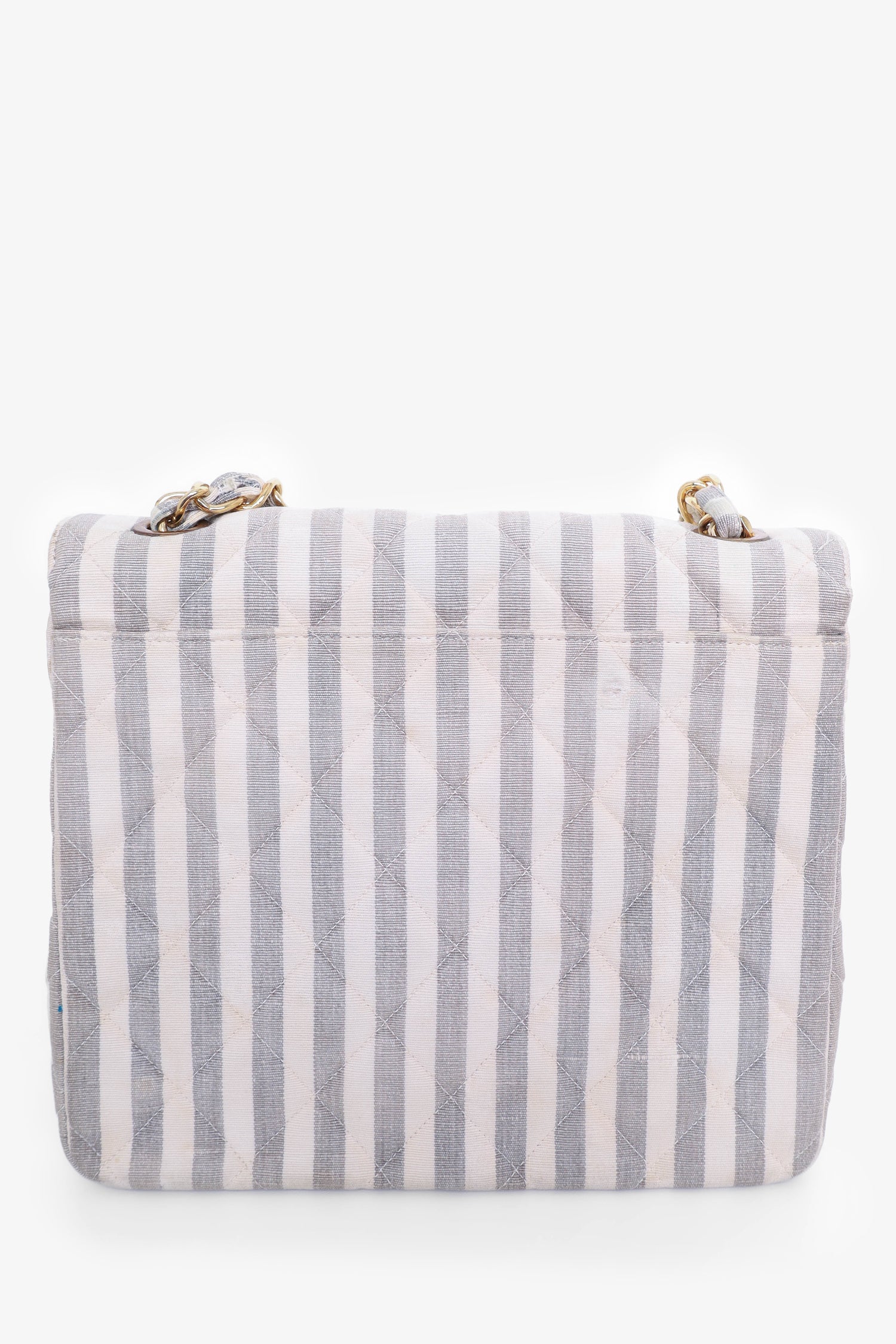 Chanel™ 1994-96 Grey/White Striped Chain Shoulder Bag