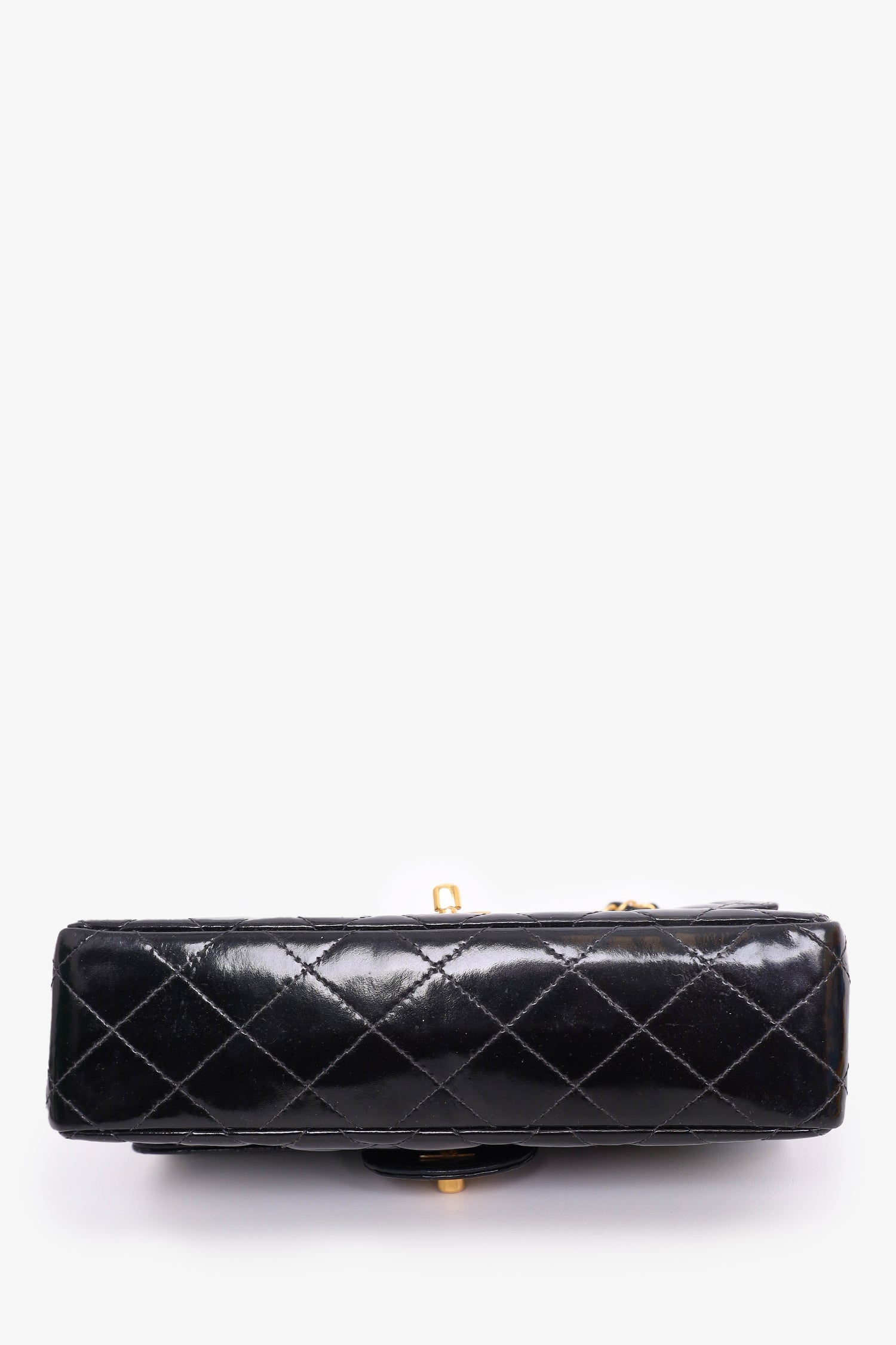 Chanel™ 1996-97 Black Quilted Patent Double Sided Flap Bag