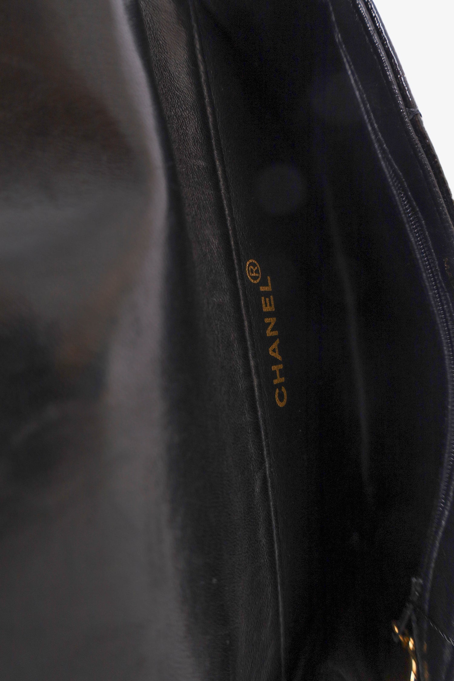 Chanel™ 1996-97 Black Quilted Patent Double Sided Flap Bag