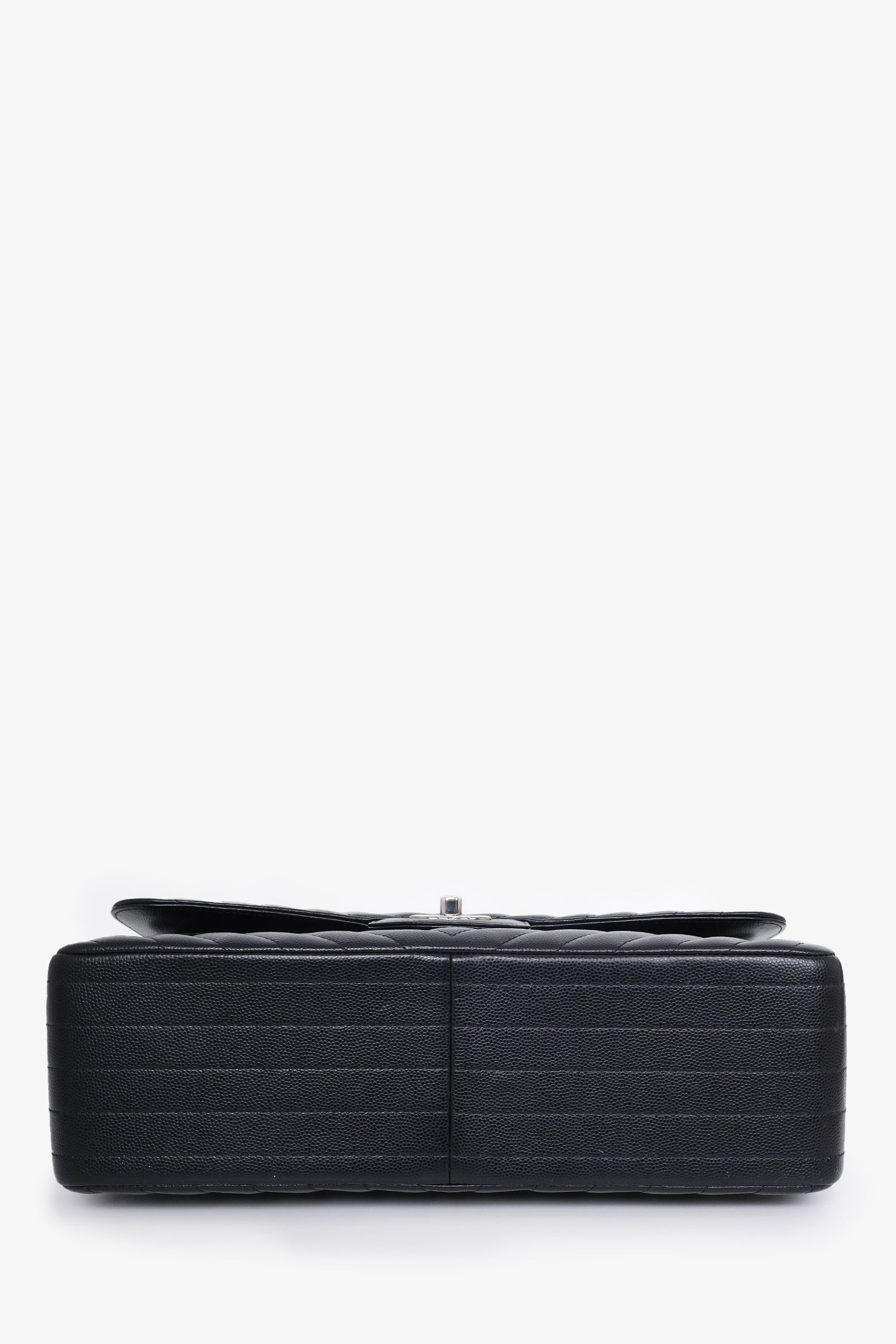 Chanel™ 2016-17 Black Chevron Caviar Leather Jumbo Double Flap