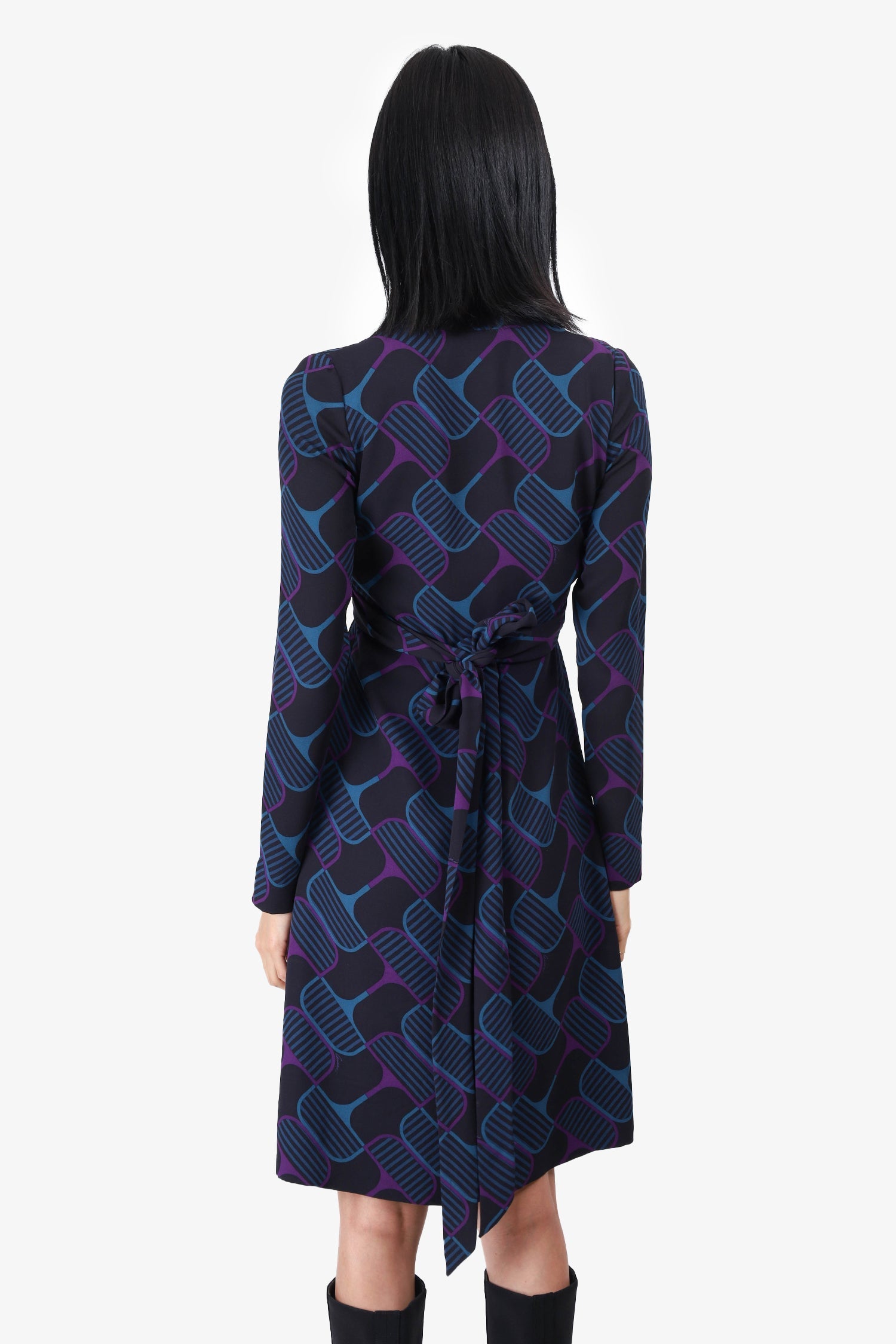 Gucci 2006 Black/Purple/Blue Silk Belted Mini Dress Size 38