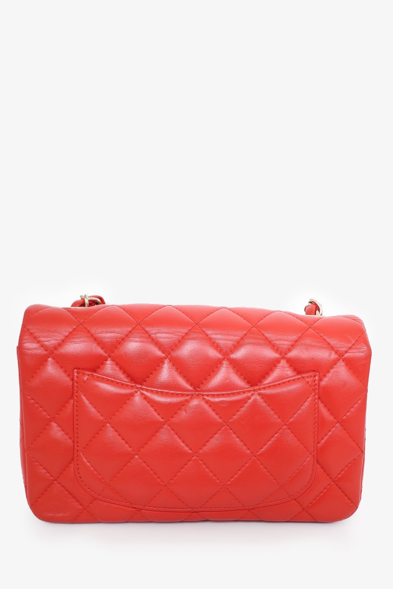 Chanel™ 2017 Red Lambskin Mini Rectangle Flap Bag