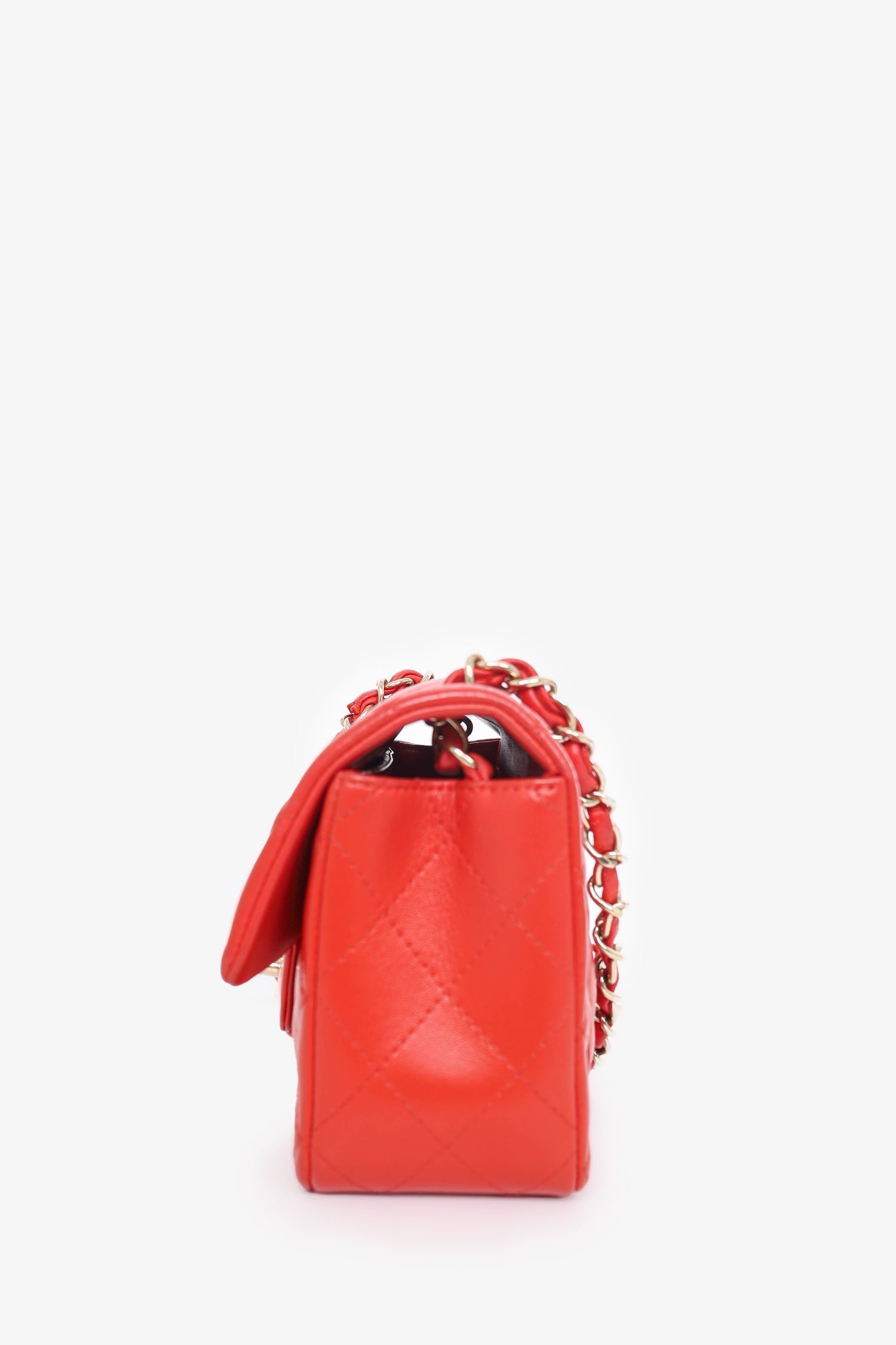 Chanel™ 2017 Red Lambskin Mini Rectangle Flap Bag