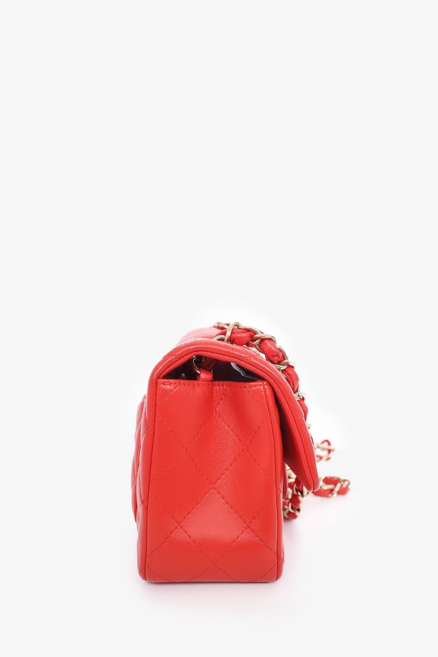 Chanel™ 2017 Red Lambskin Mini Rectangle Flap Bag