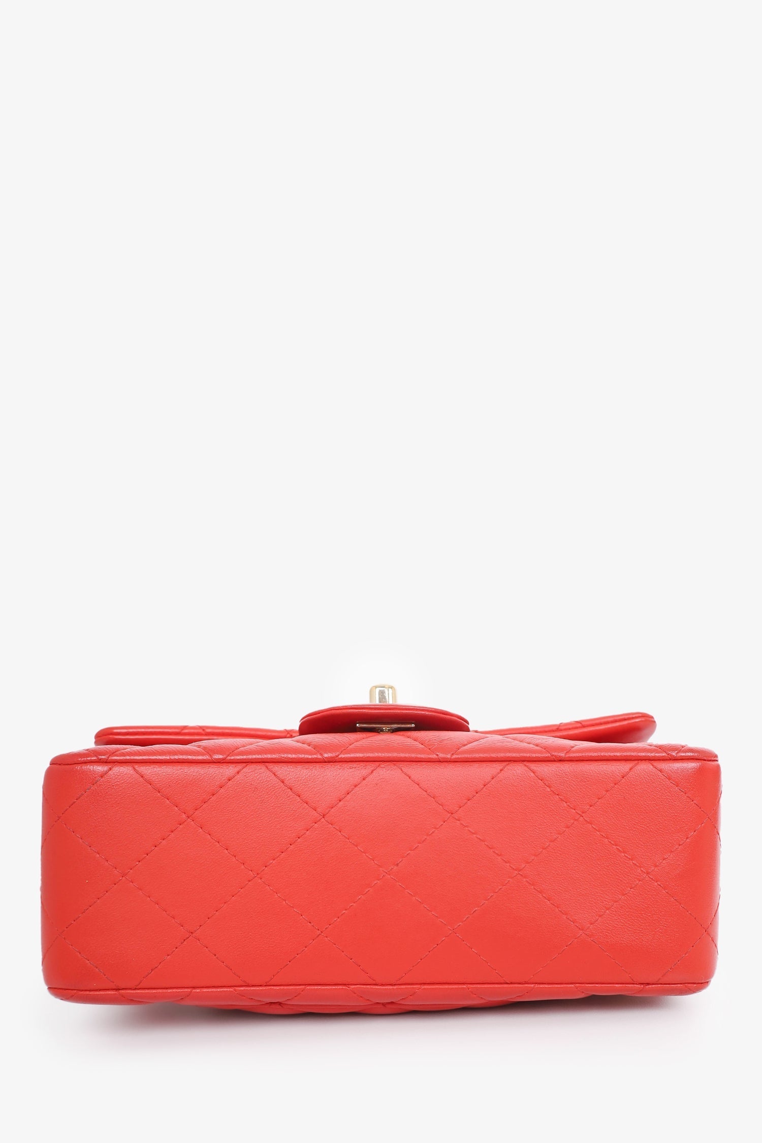 Chanel™ 2017 Red Lambskin Mini Rectangle Flap Bag