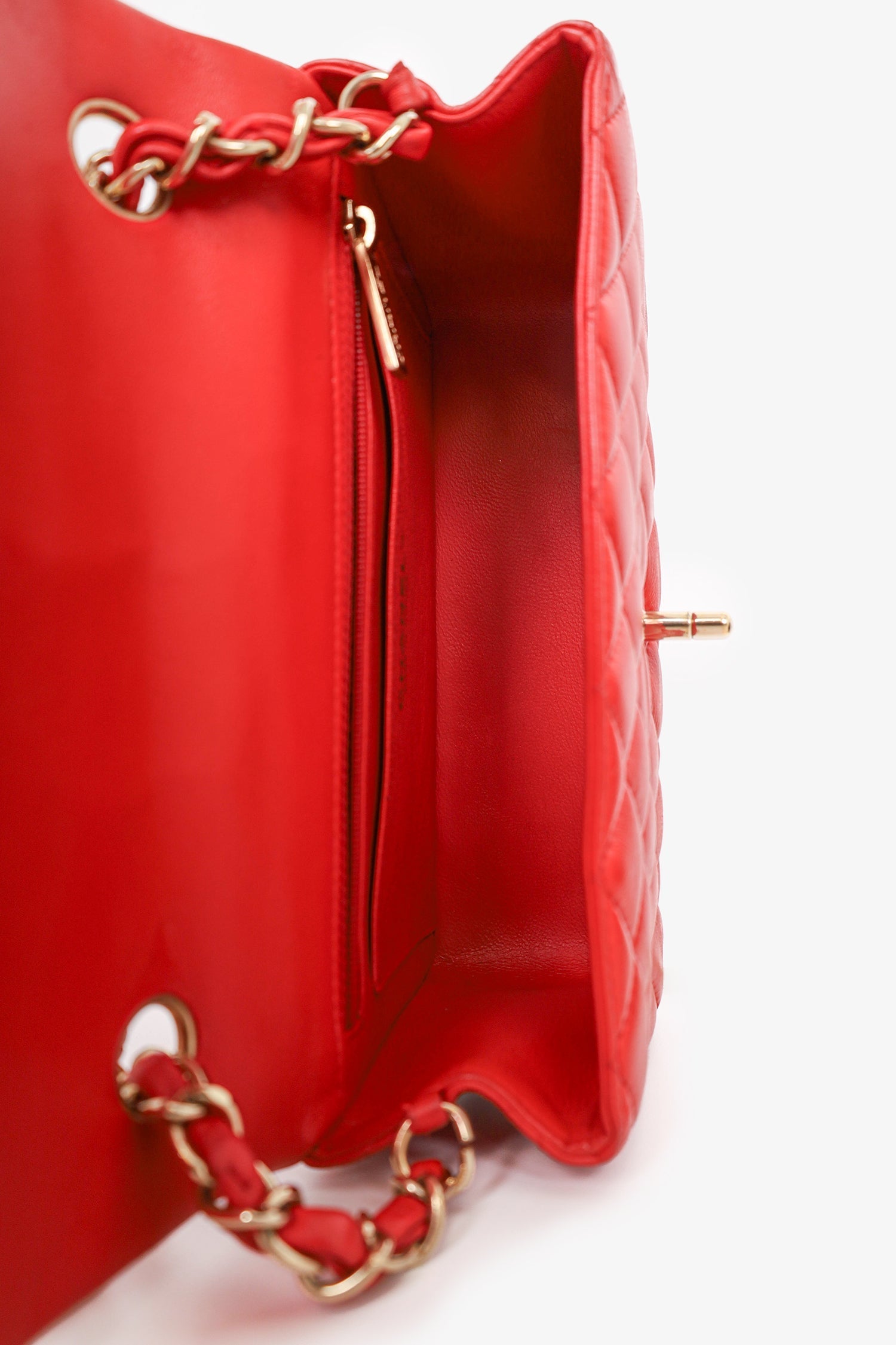 Chanel™ 2017 Red Lambskin Mini Rectangle Flap Bag
