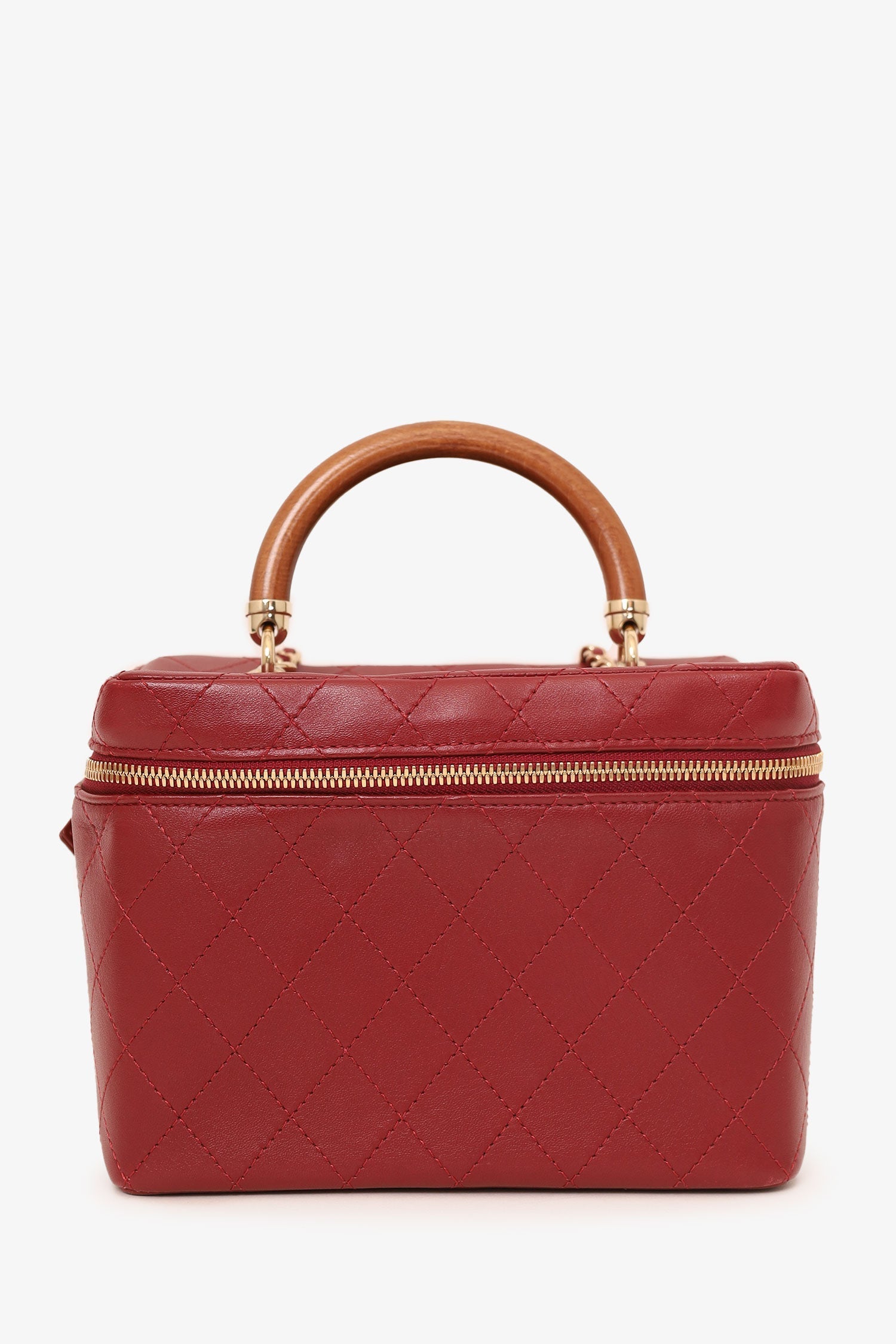 Chanel™ 2018 Red Lambskin Knock On Wood Vanity Case