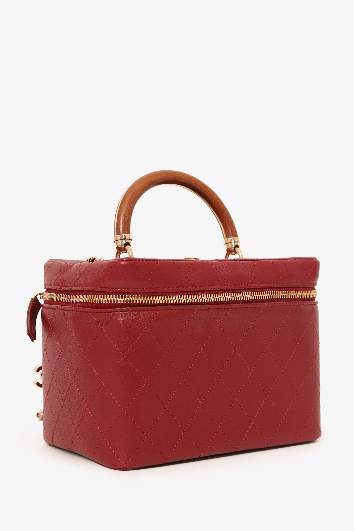 Chanel™ 2018 Red Lambskin Knock On Wood Vanity Case