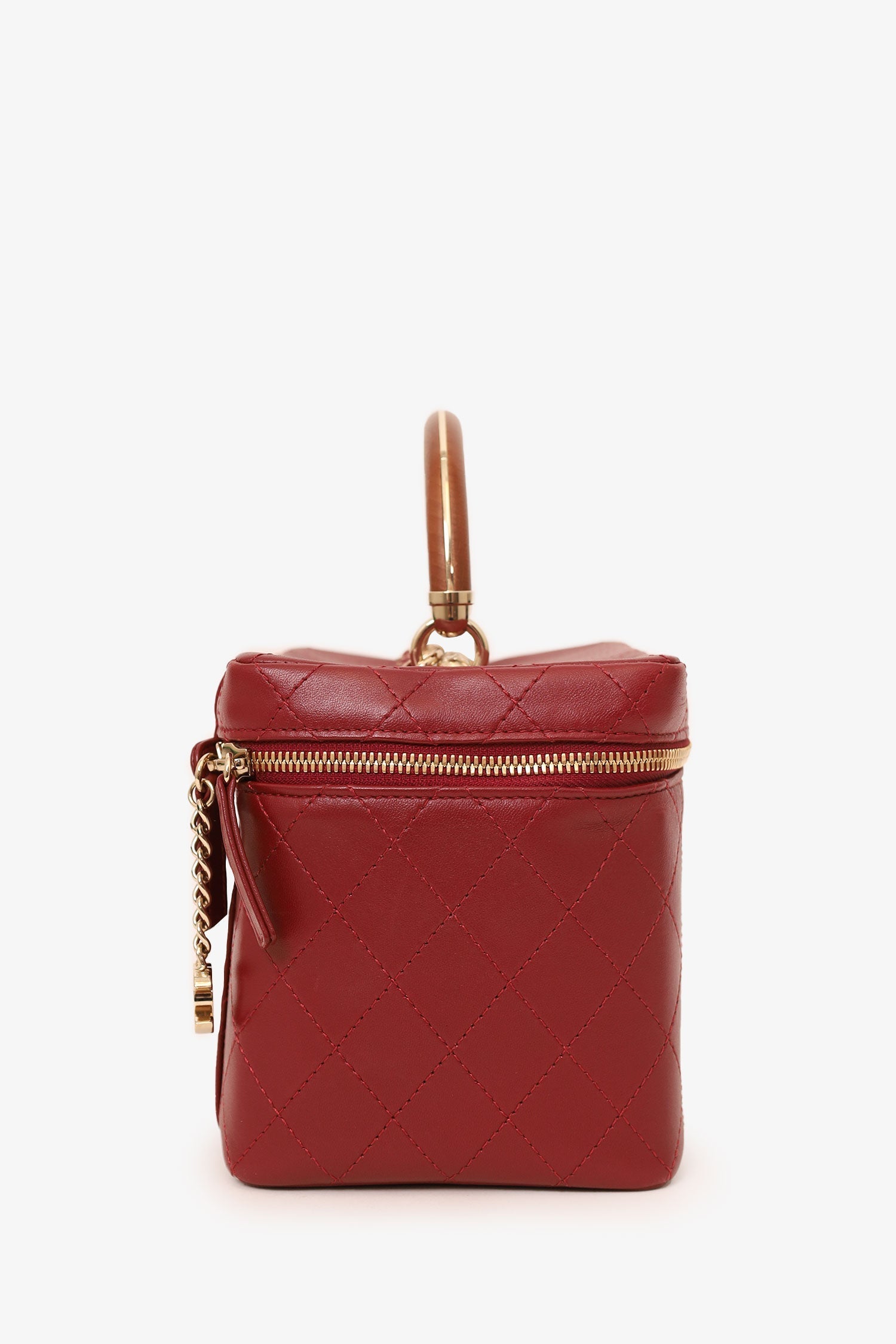 Chanel™ 2018 Red Lambskin Knock On Wood Vanity Case