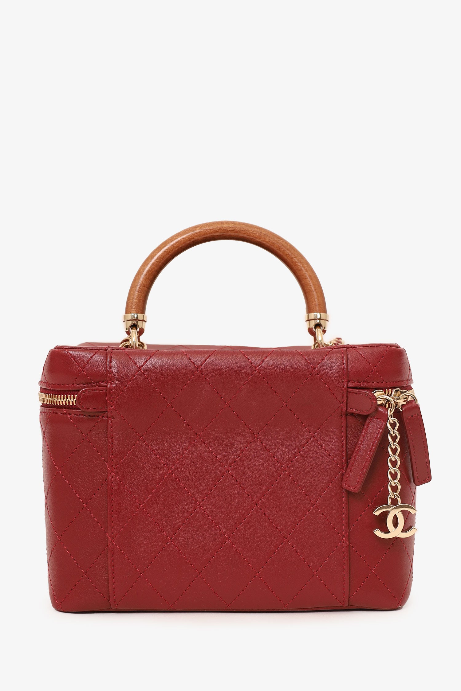 Chanel™ 2018 Red Lambskin Knock On Wood Vanity Case