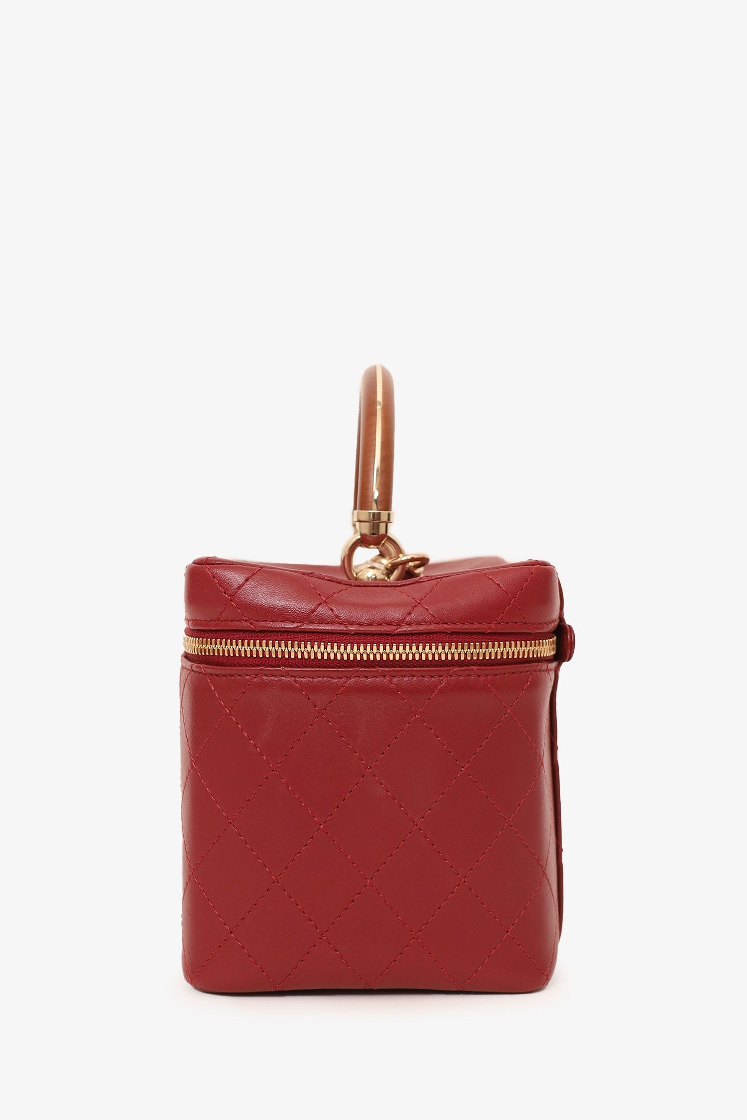 Chanel™ 2018 Red Lambskin Knock On Wood Vanity Case
