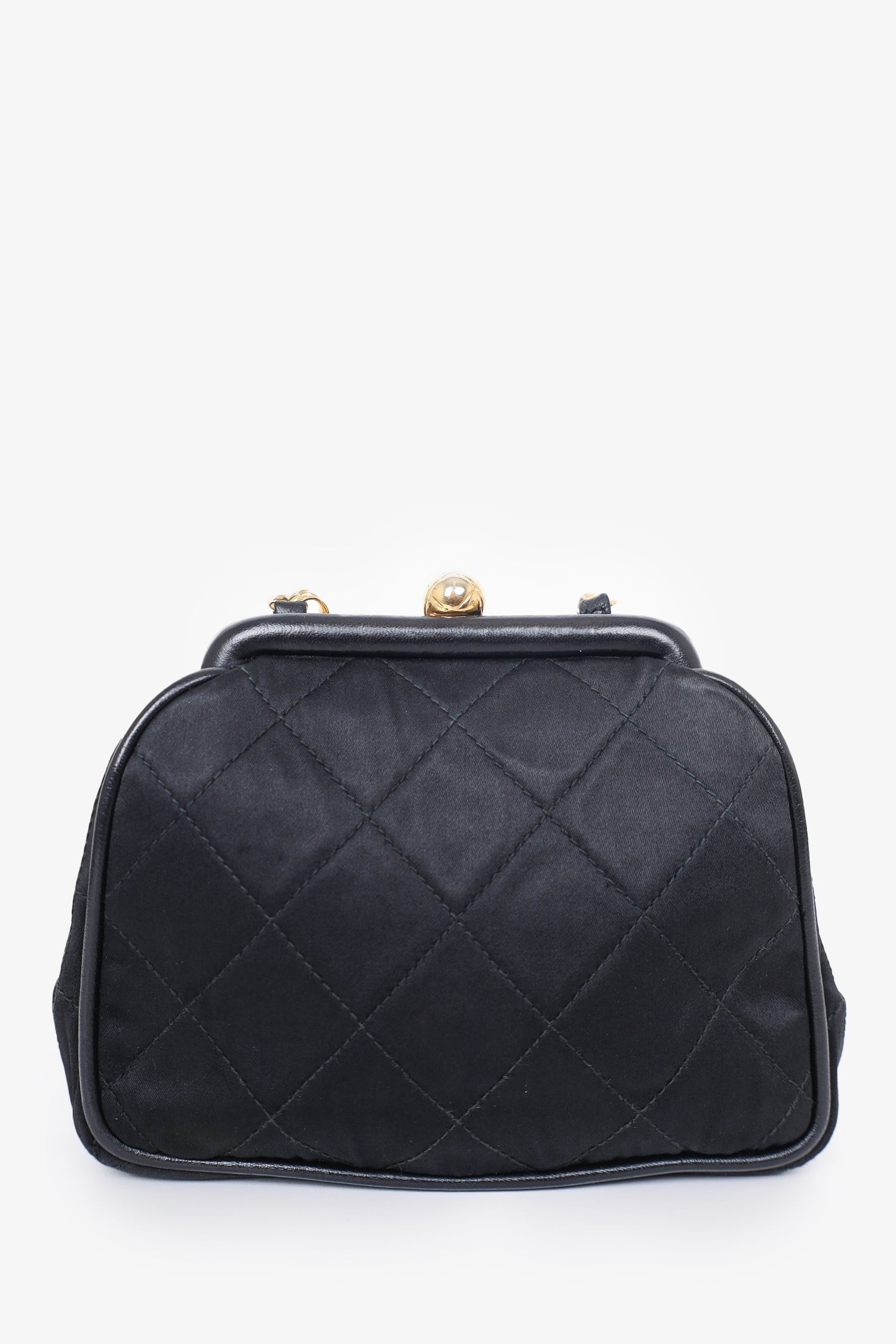 Chanel™ 1989-1991 Black Satin Framed Mini Evening Bag