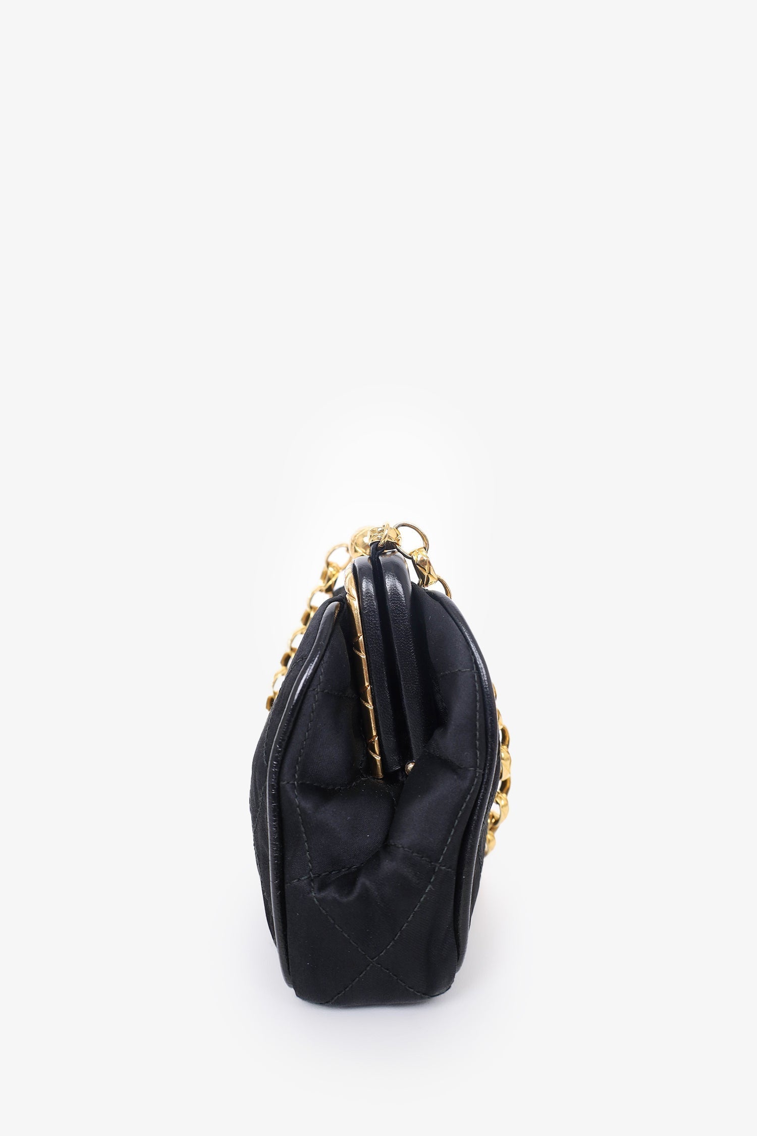 Chanel™ 1989-1991 Black Satin Framed Mini Evening Bag