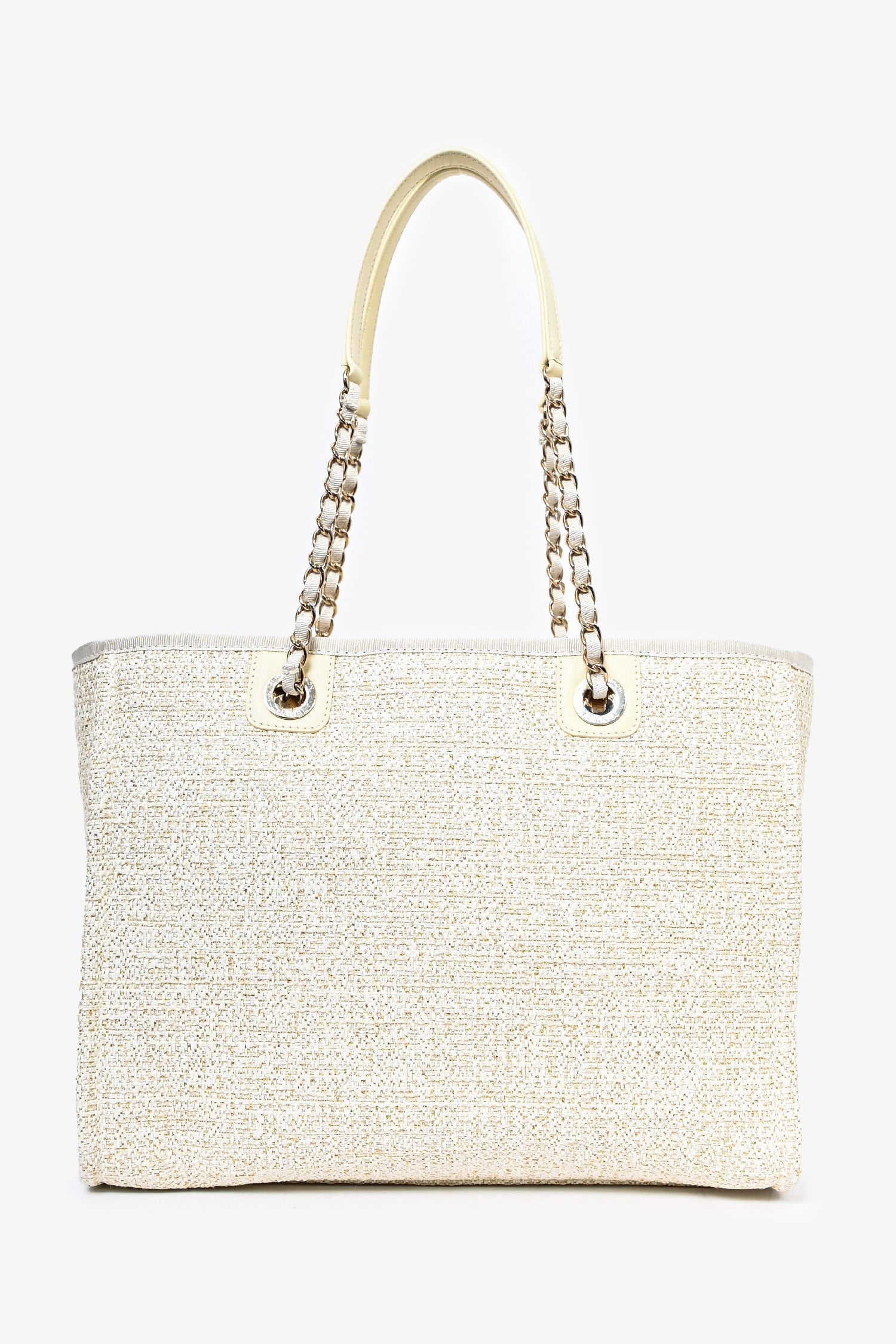Chanel™ 2021/22 Beige/Gold Metallic Tweed Small Deauville Shopping Tote