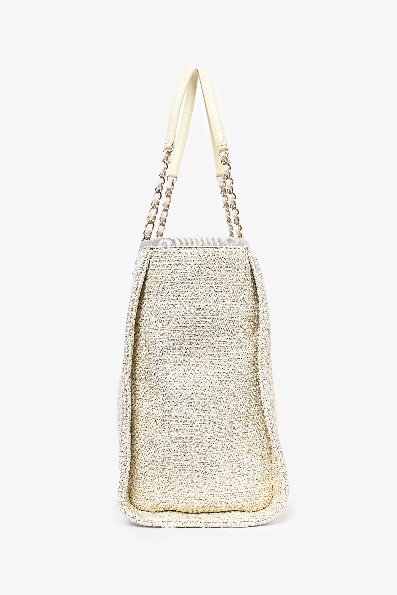 Chanel™ 2021/22 Beige/Gold Metallic Tweed Small Deauville Shopping Tote